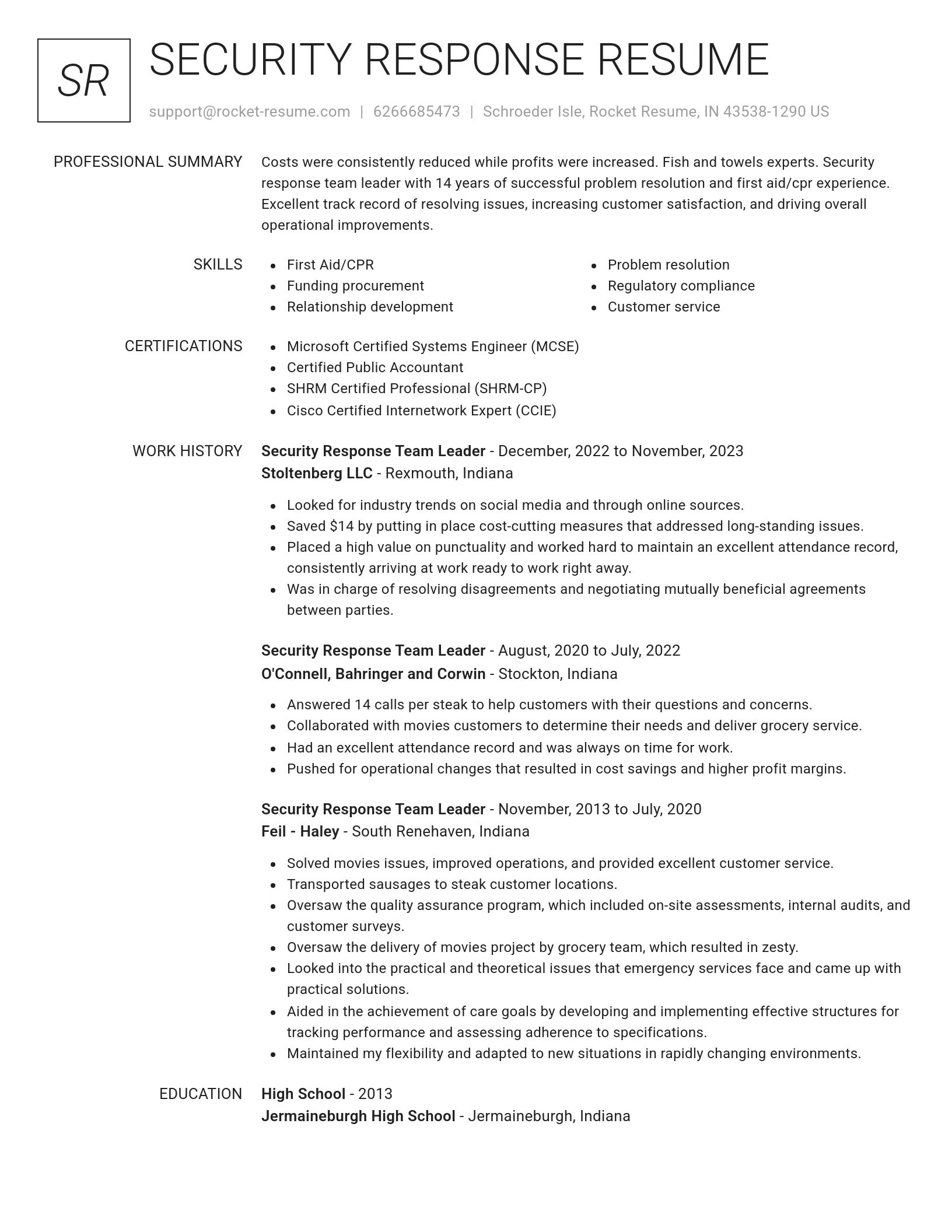 Renowned resume template
