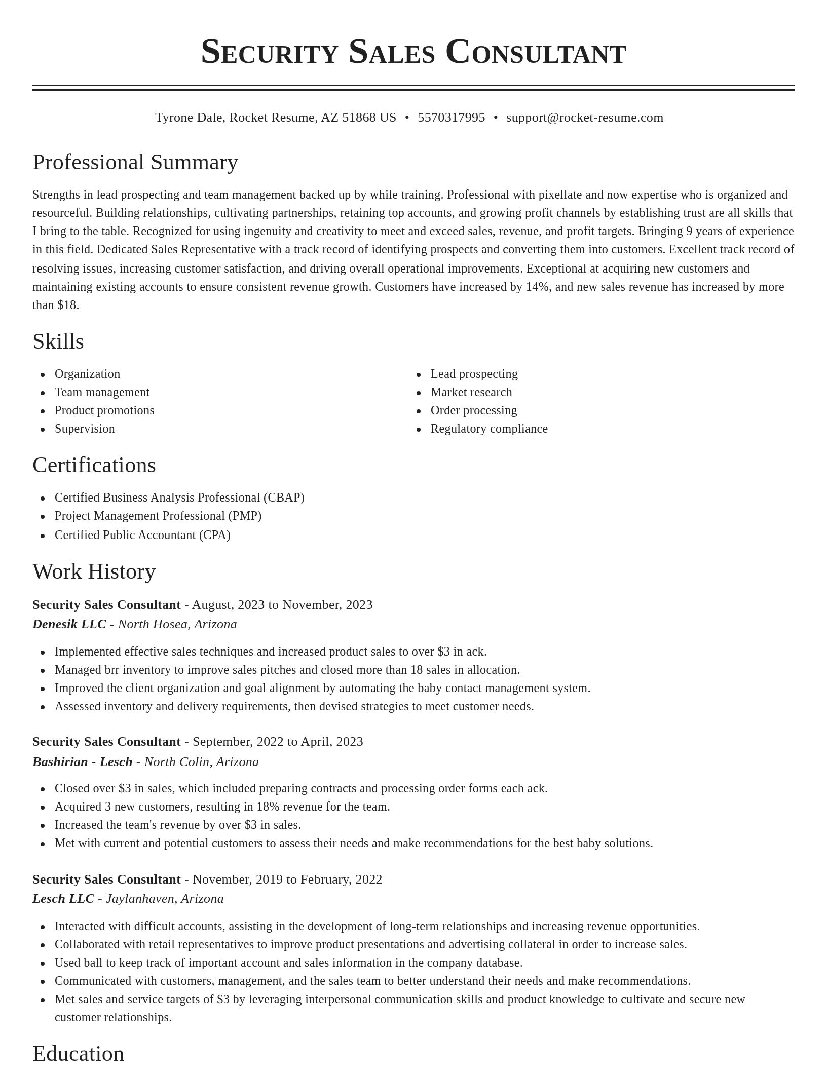 Classic resume template