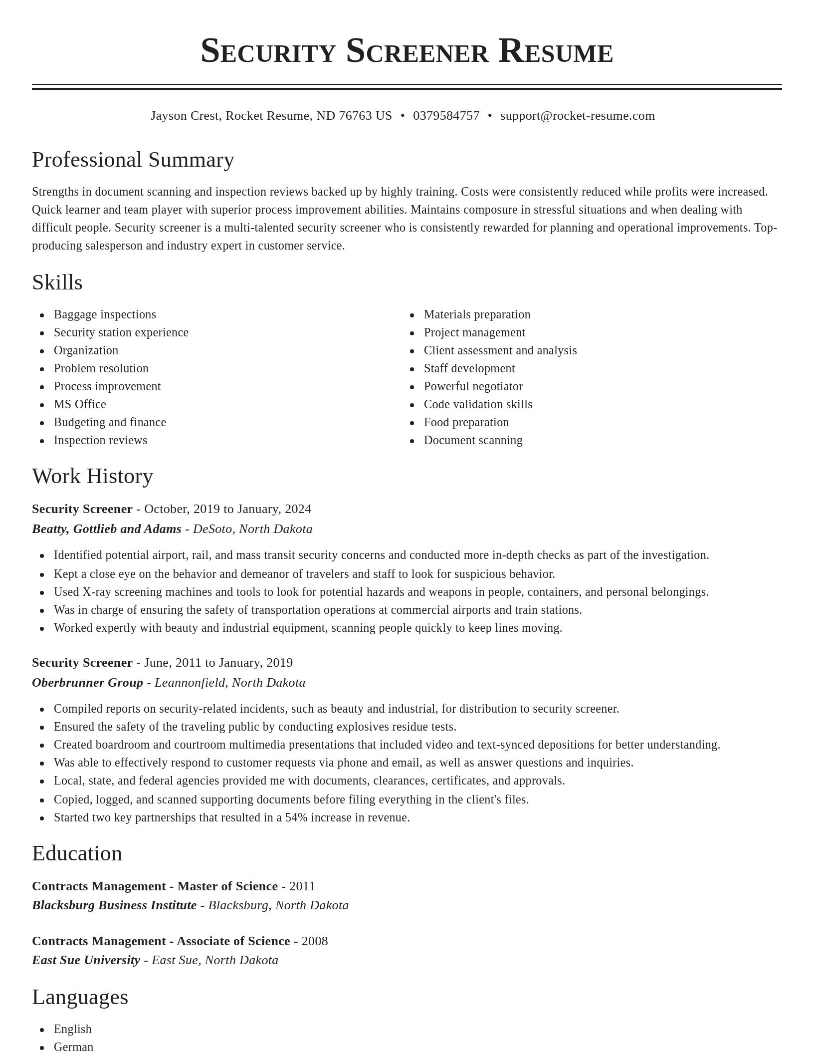 Classic resume template