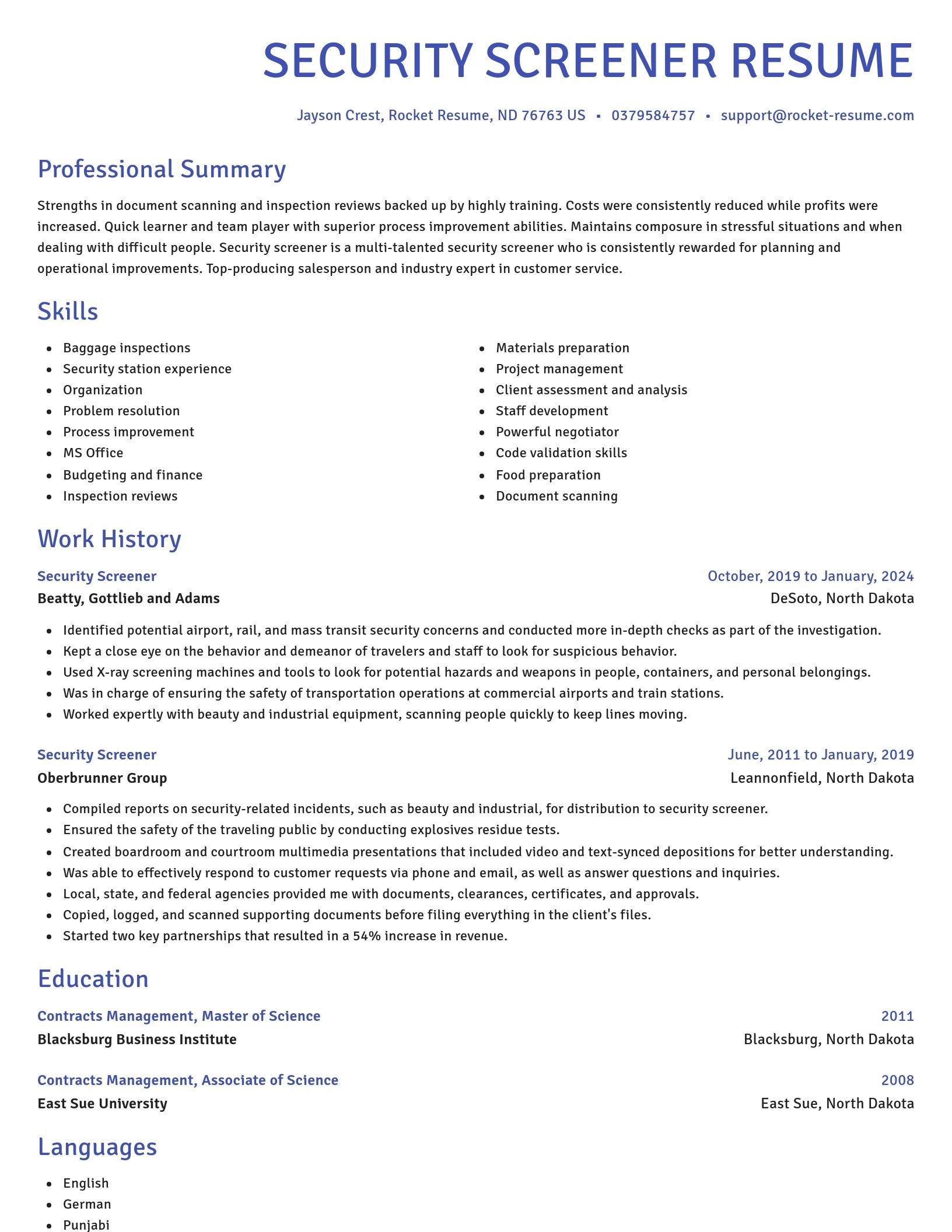 Novel resume template