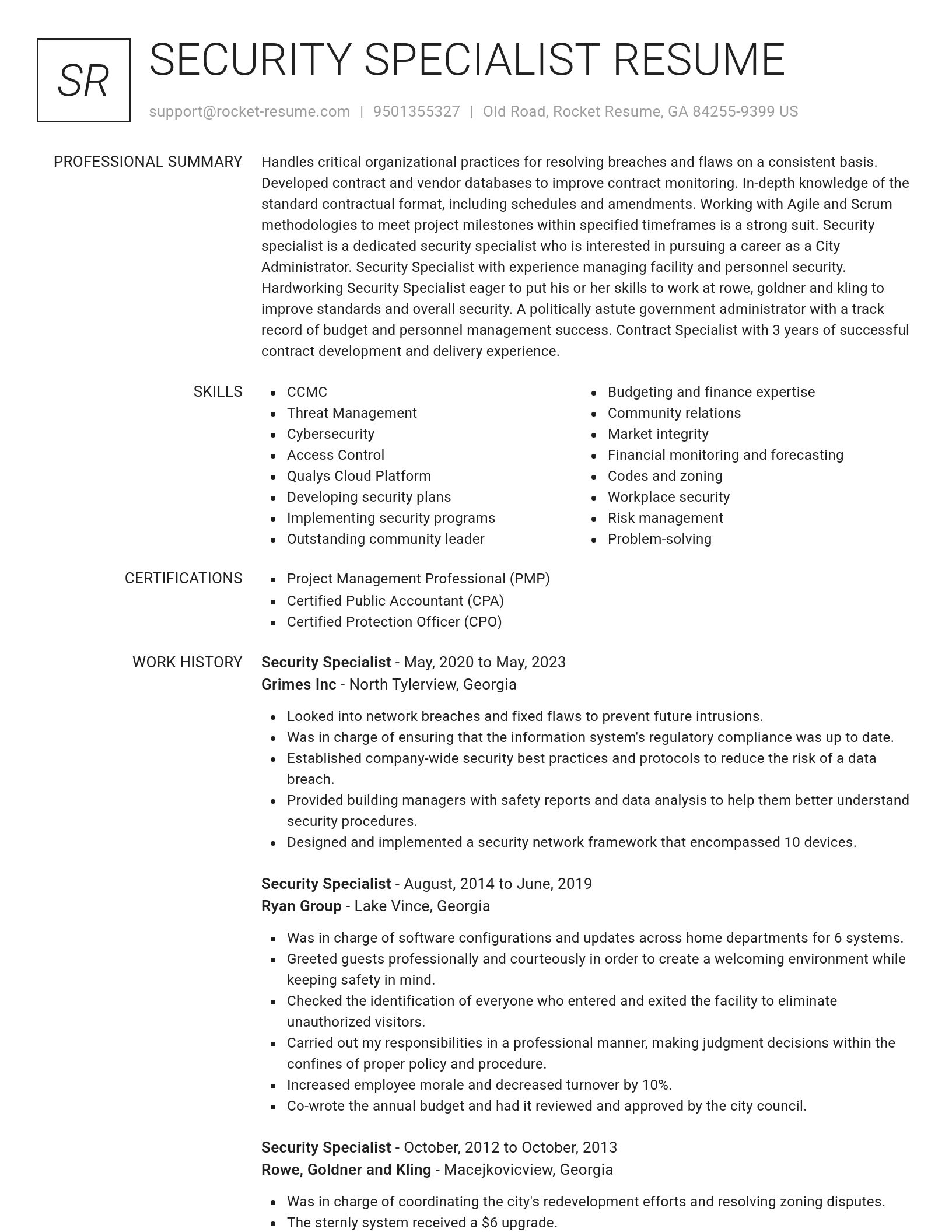Renowned resume template