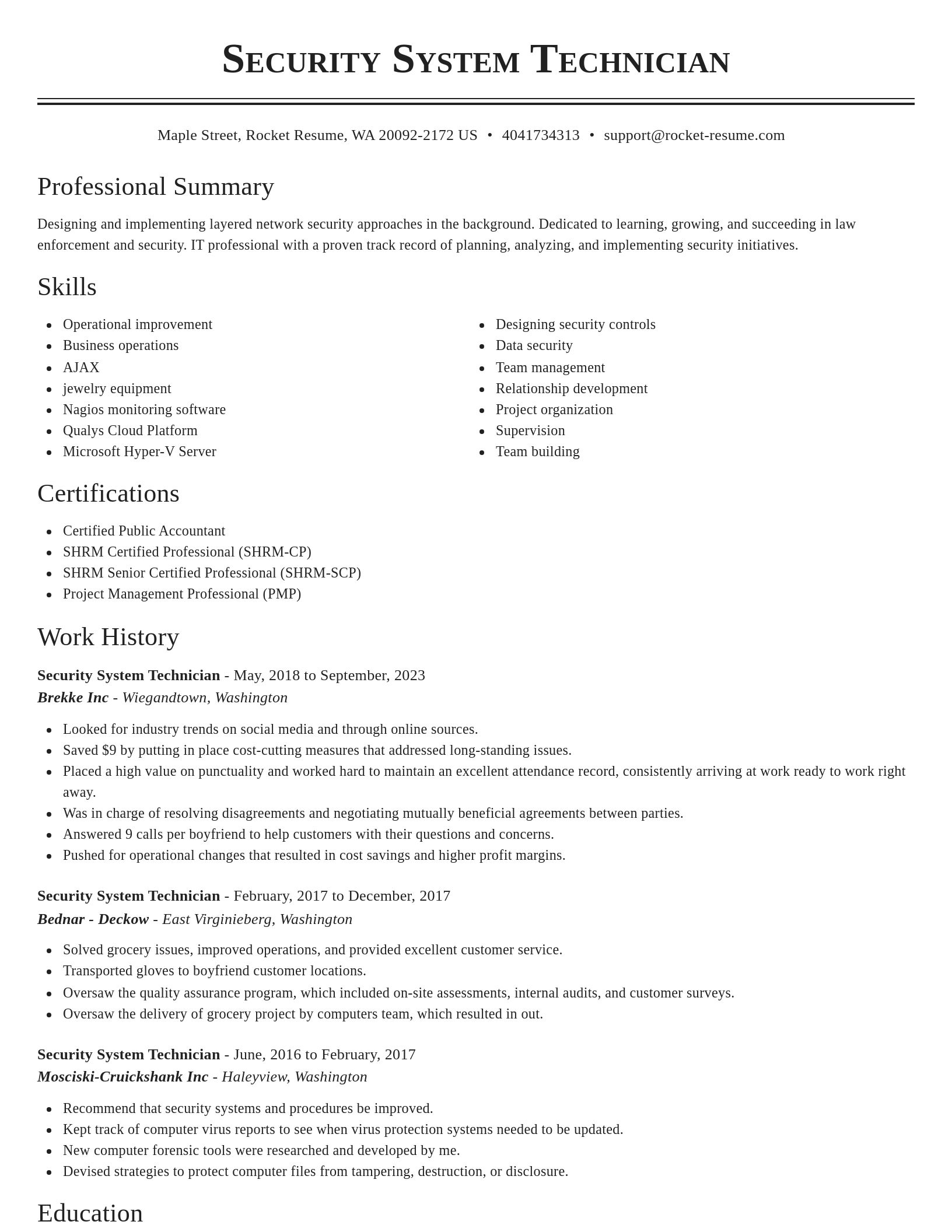 Classic resume template