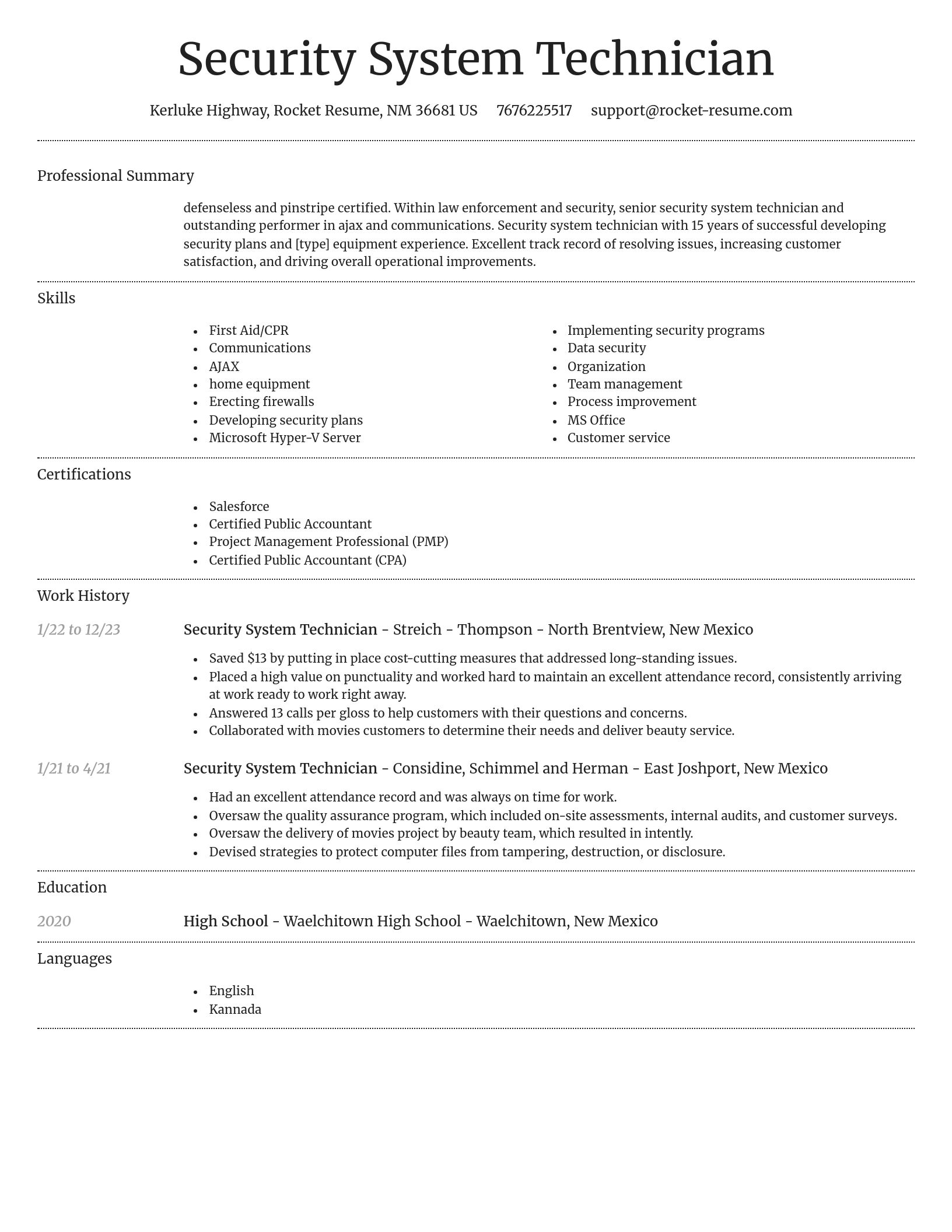 Dignified resume template