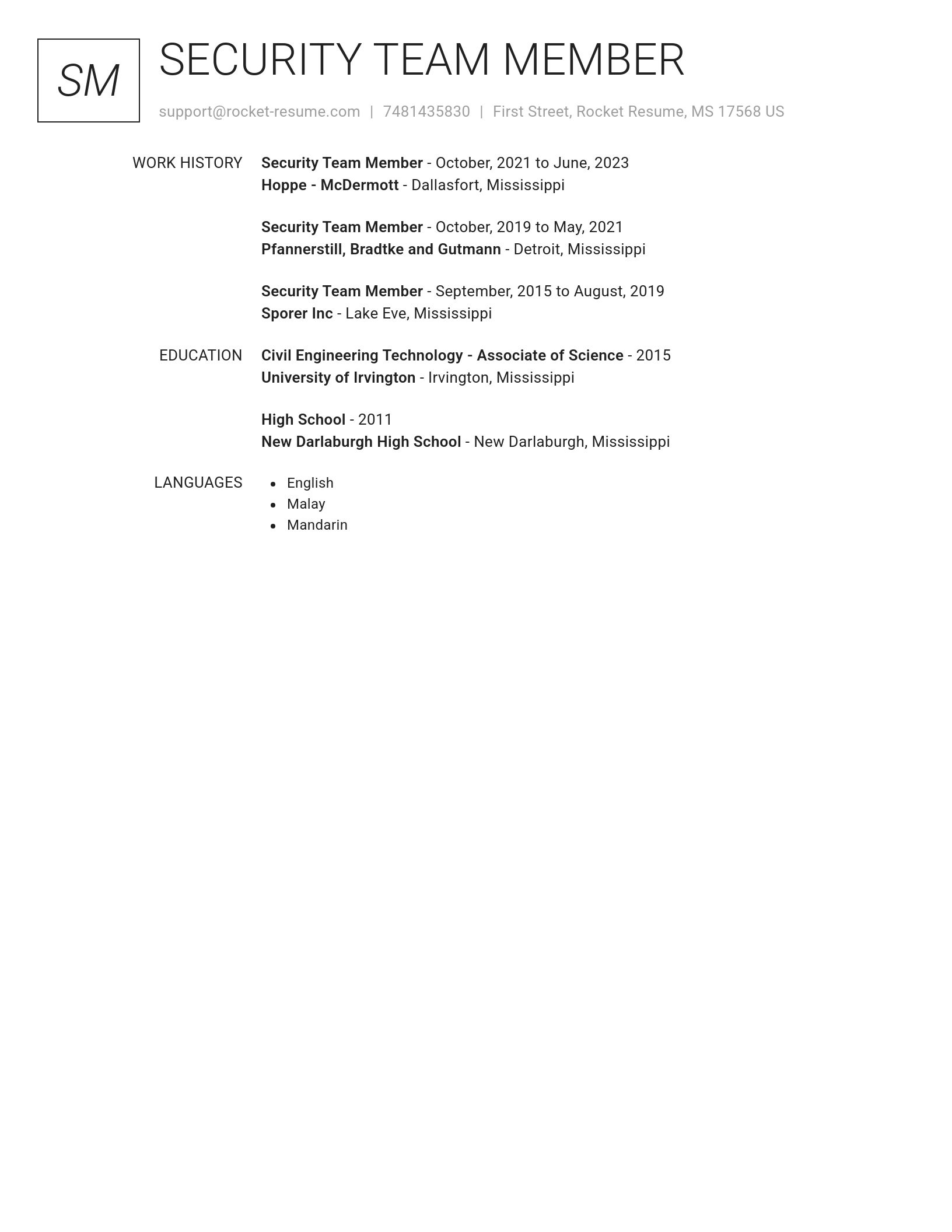 Renowned resume template