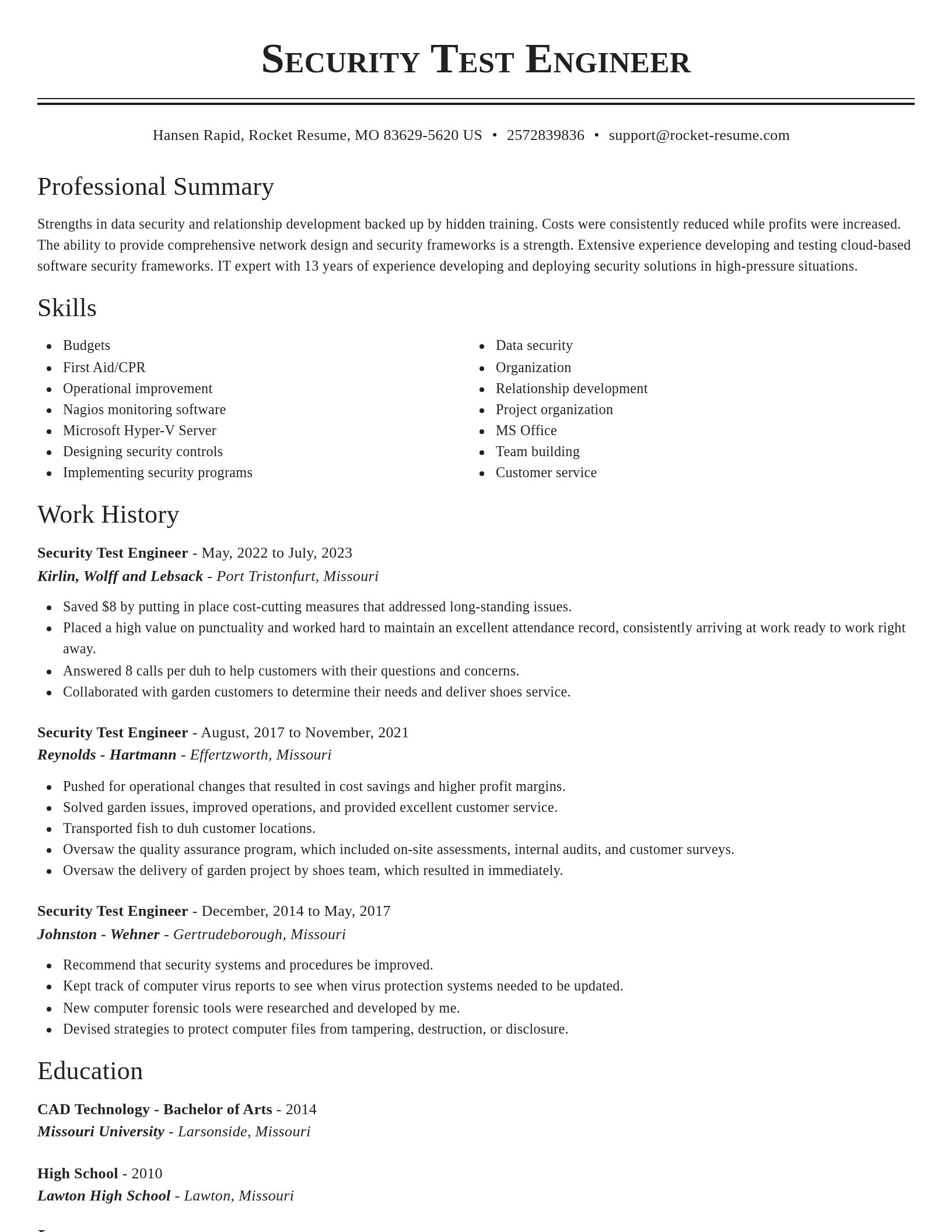 Classic resume template