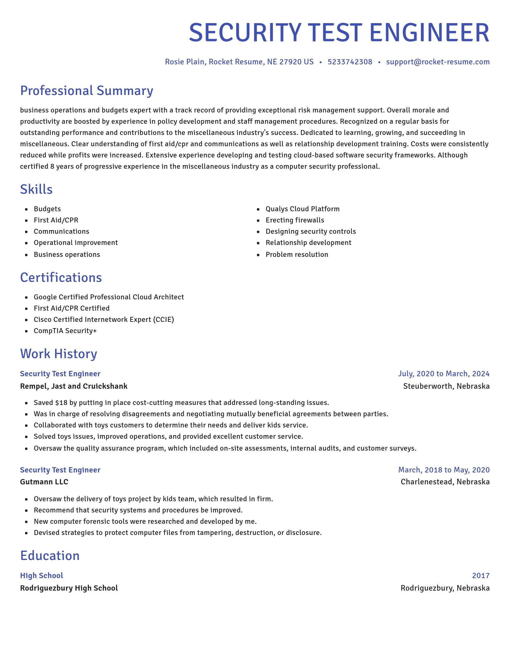 Novel resume template