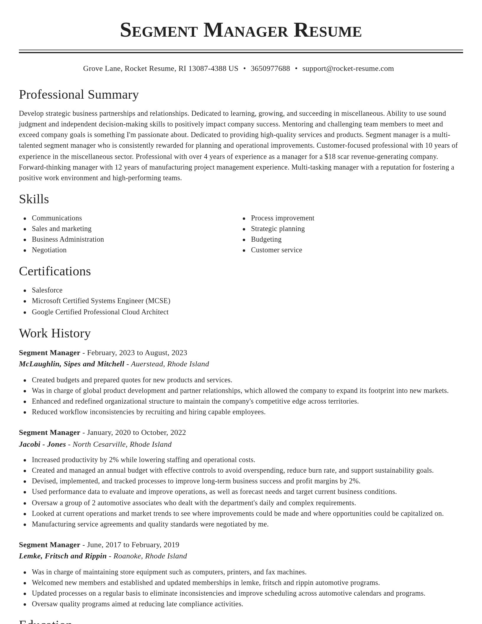 Classic resume template