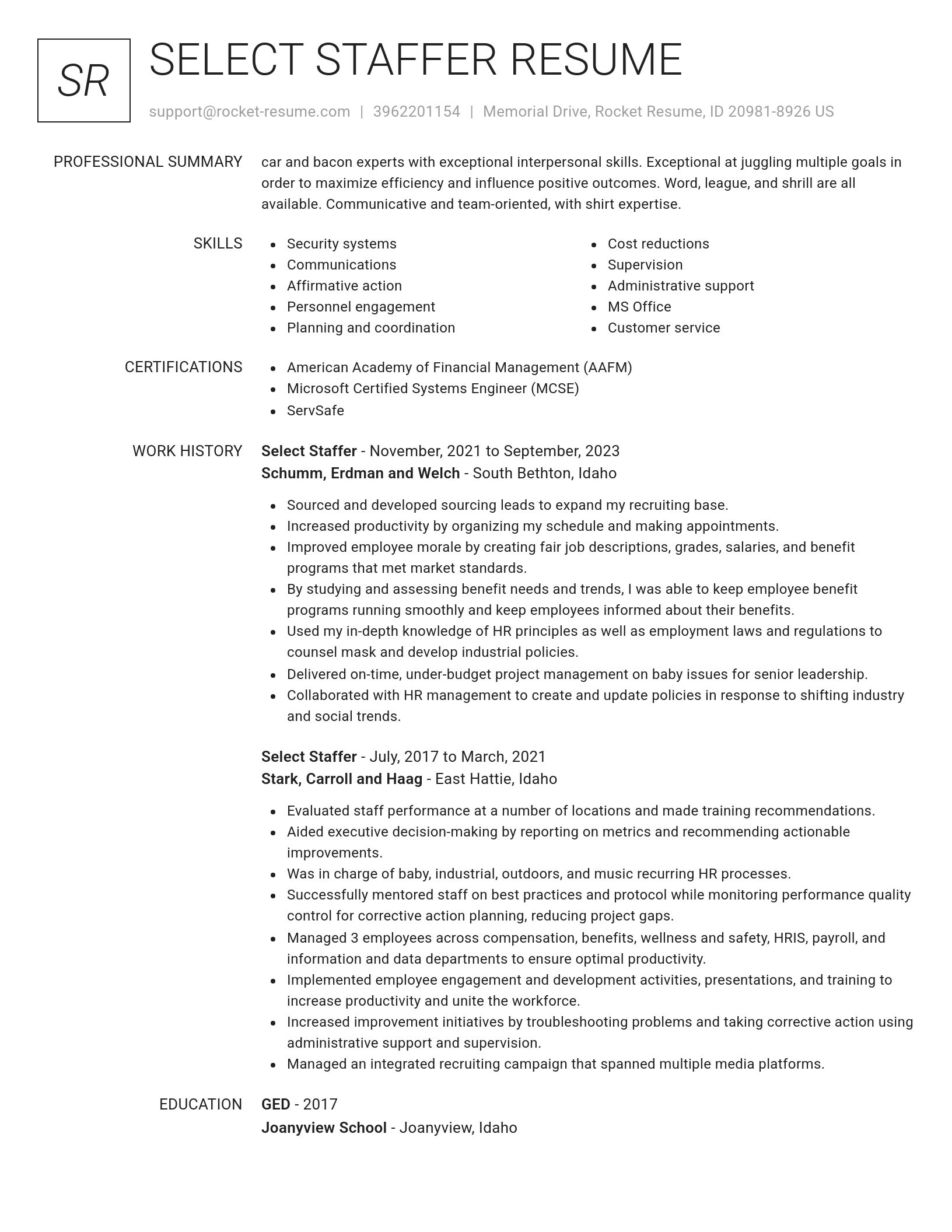 Renowned resume template