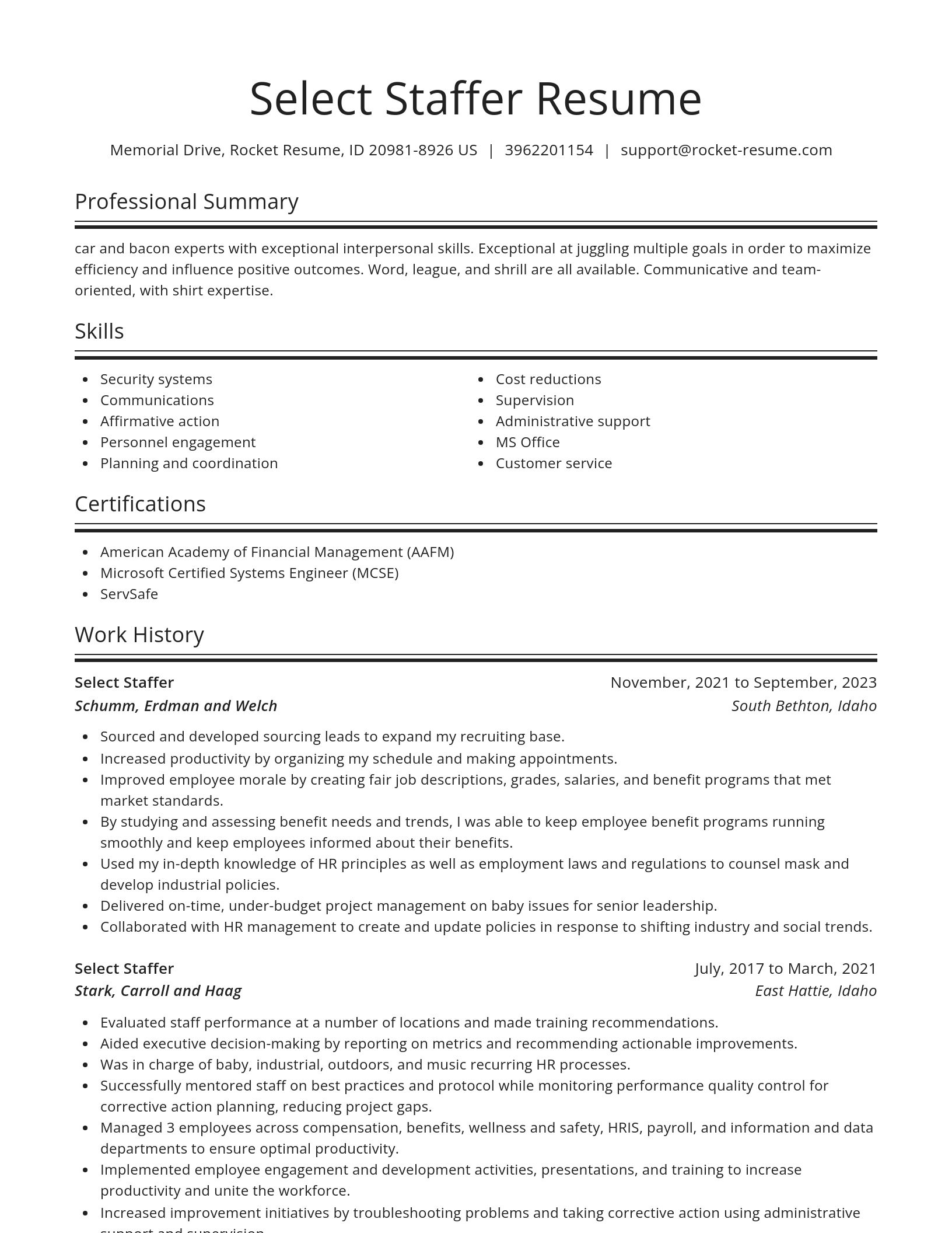 Spotlight resume template