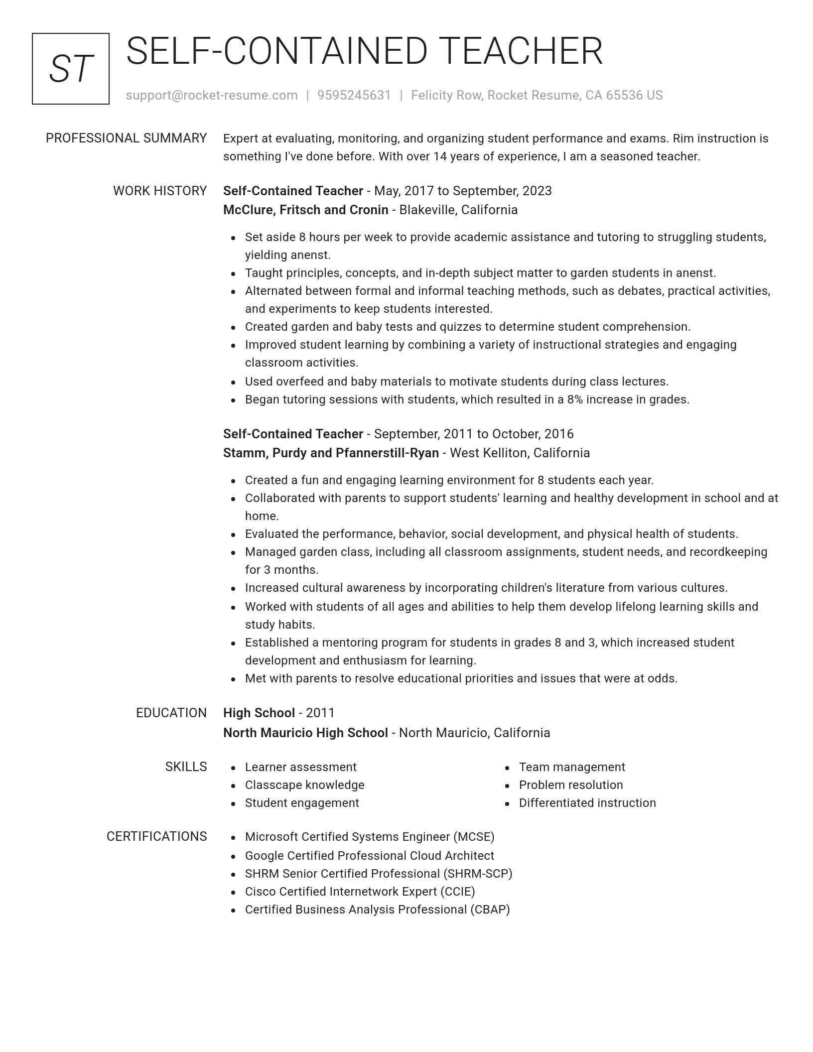 Renowned resume template