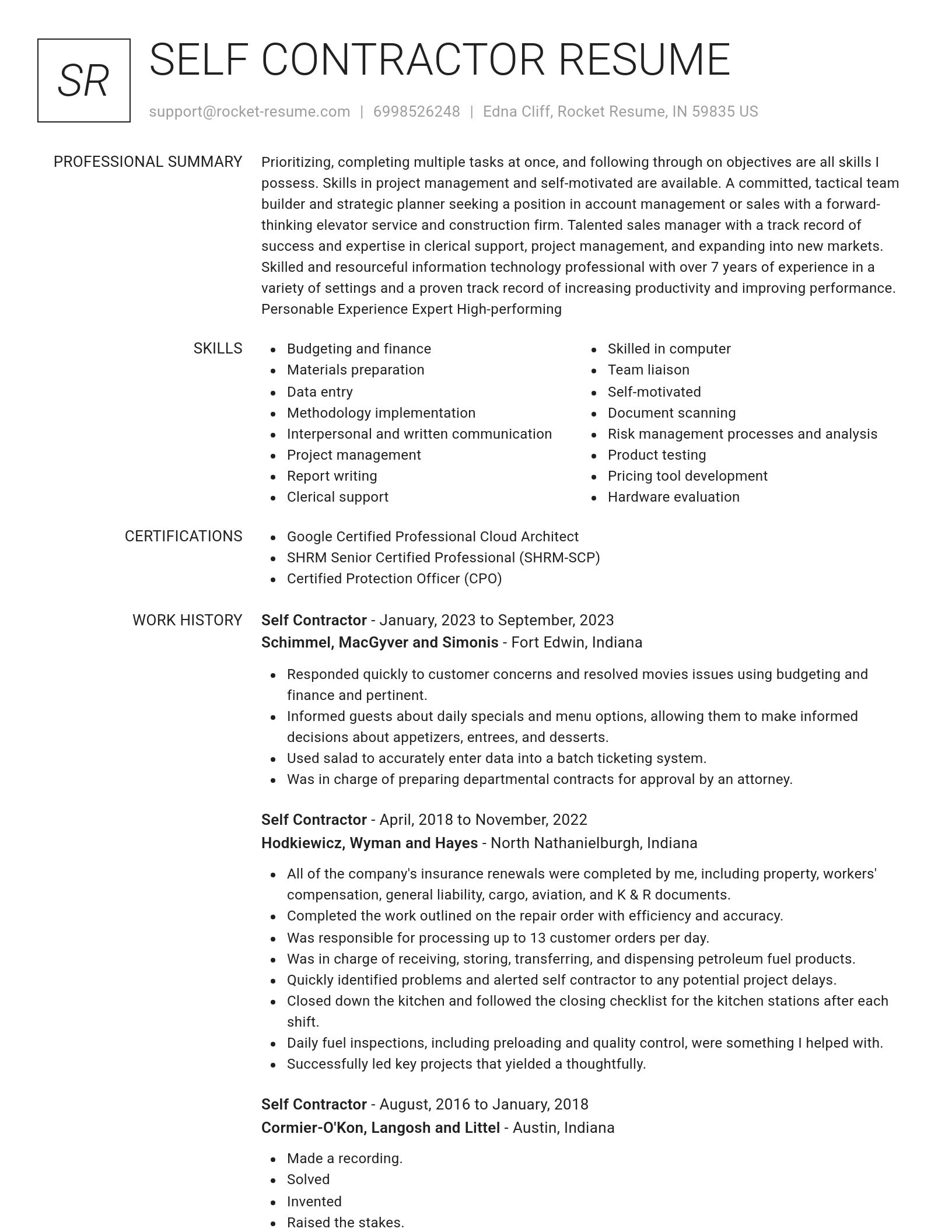 Renowned resume template