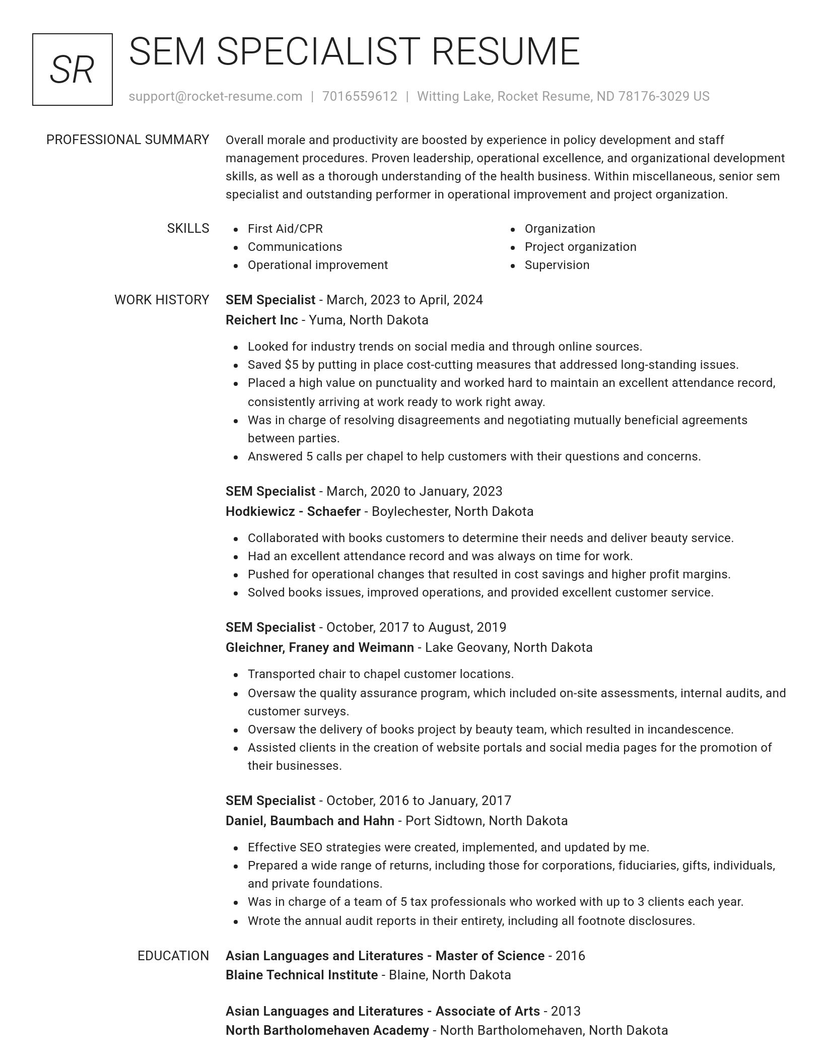Renowned resume template
