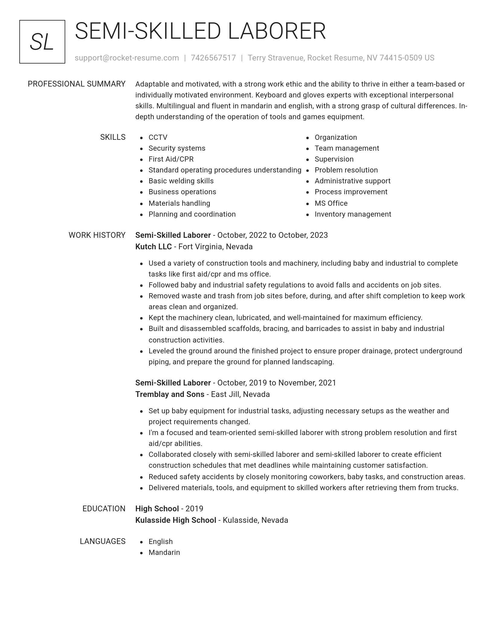 Renowned resume template