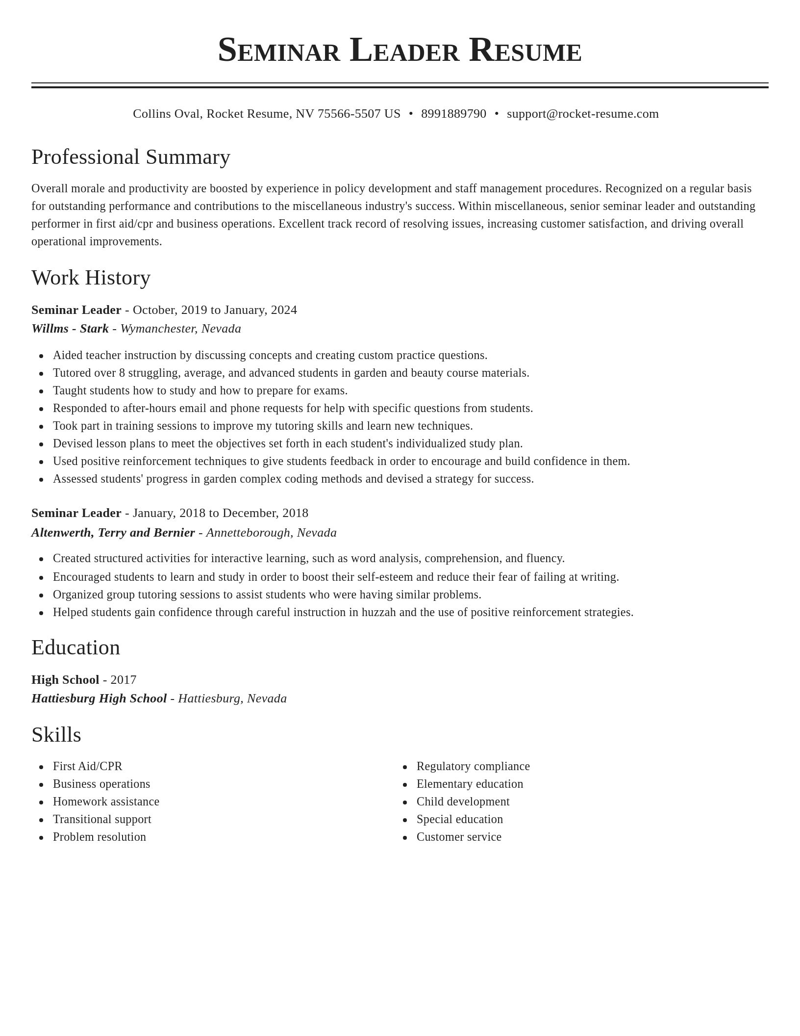 Classic resume template