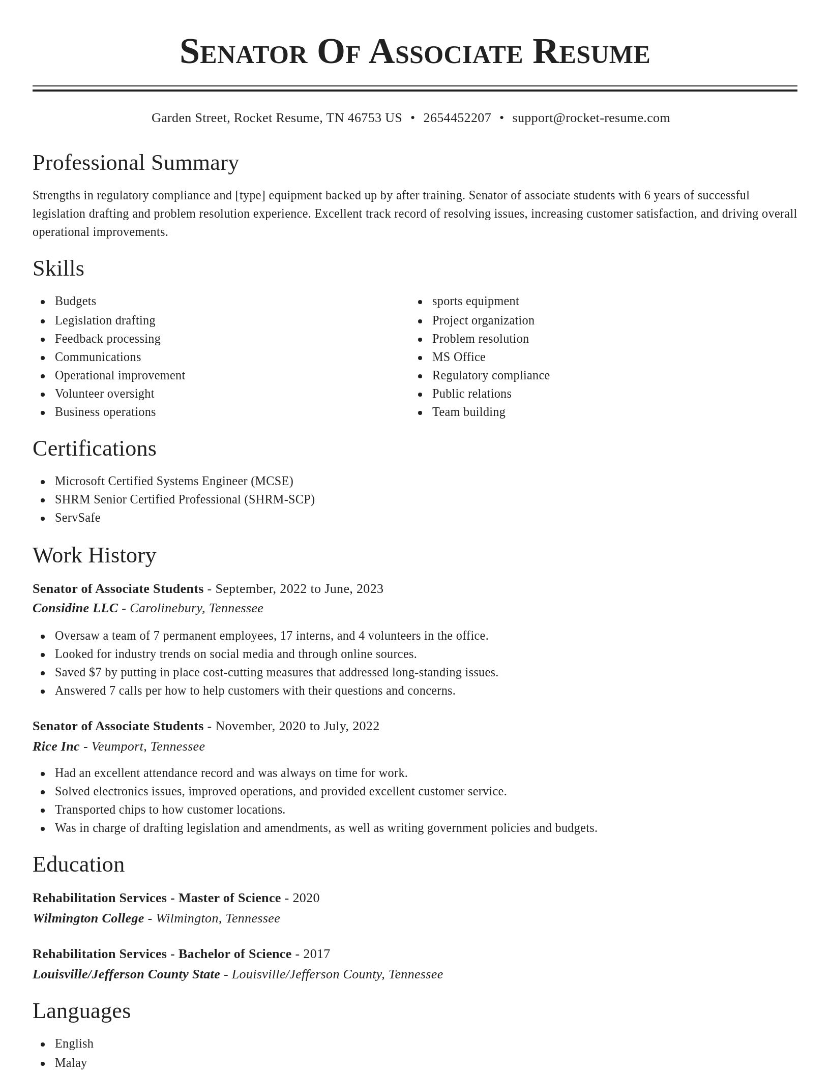 Classic resume template
