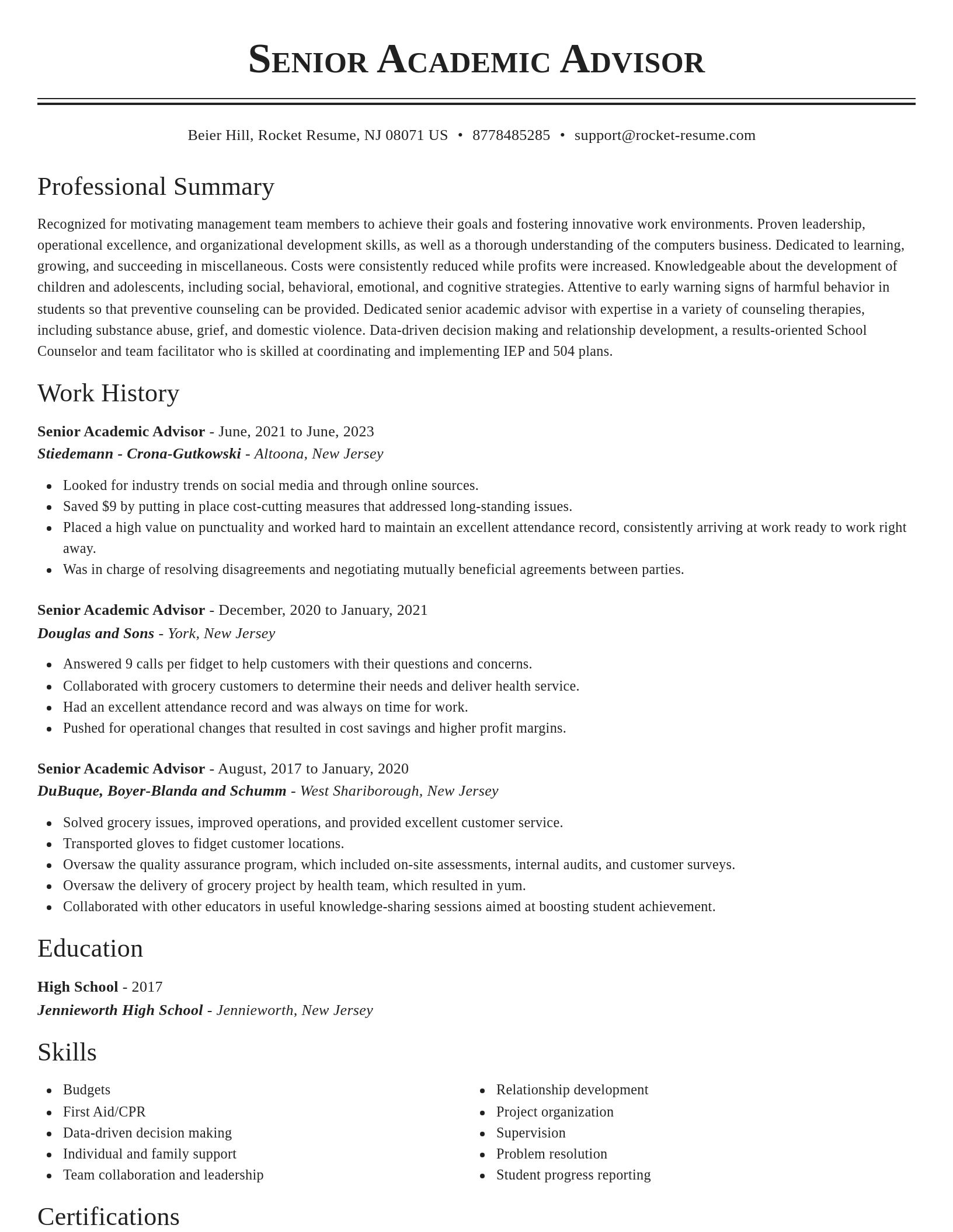 Classic resume template