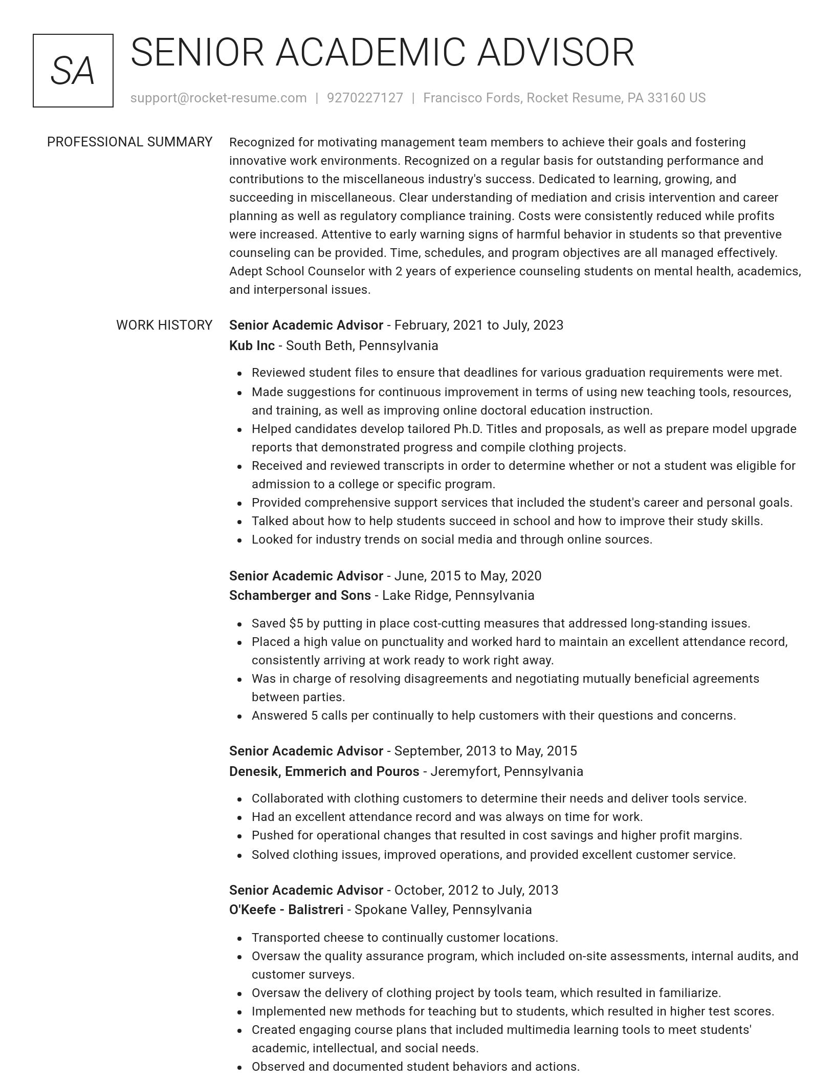 Renowned resume template