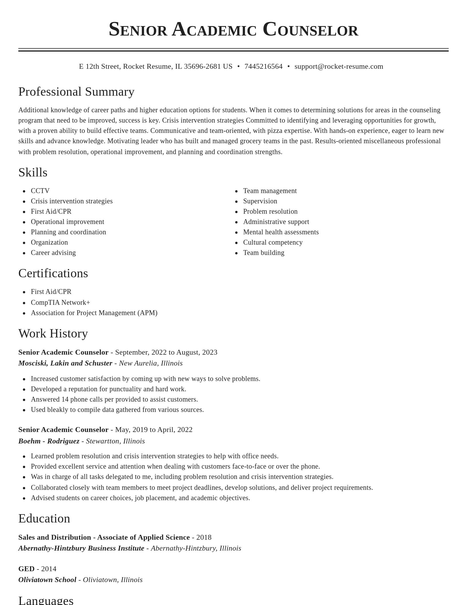 Classic resume template