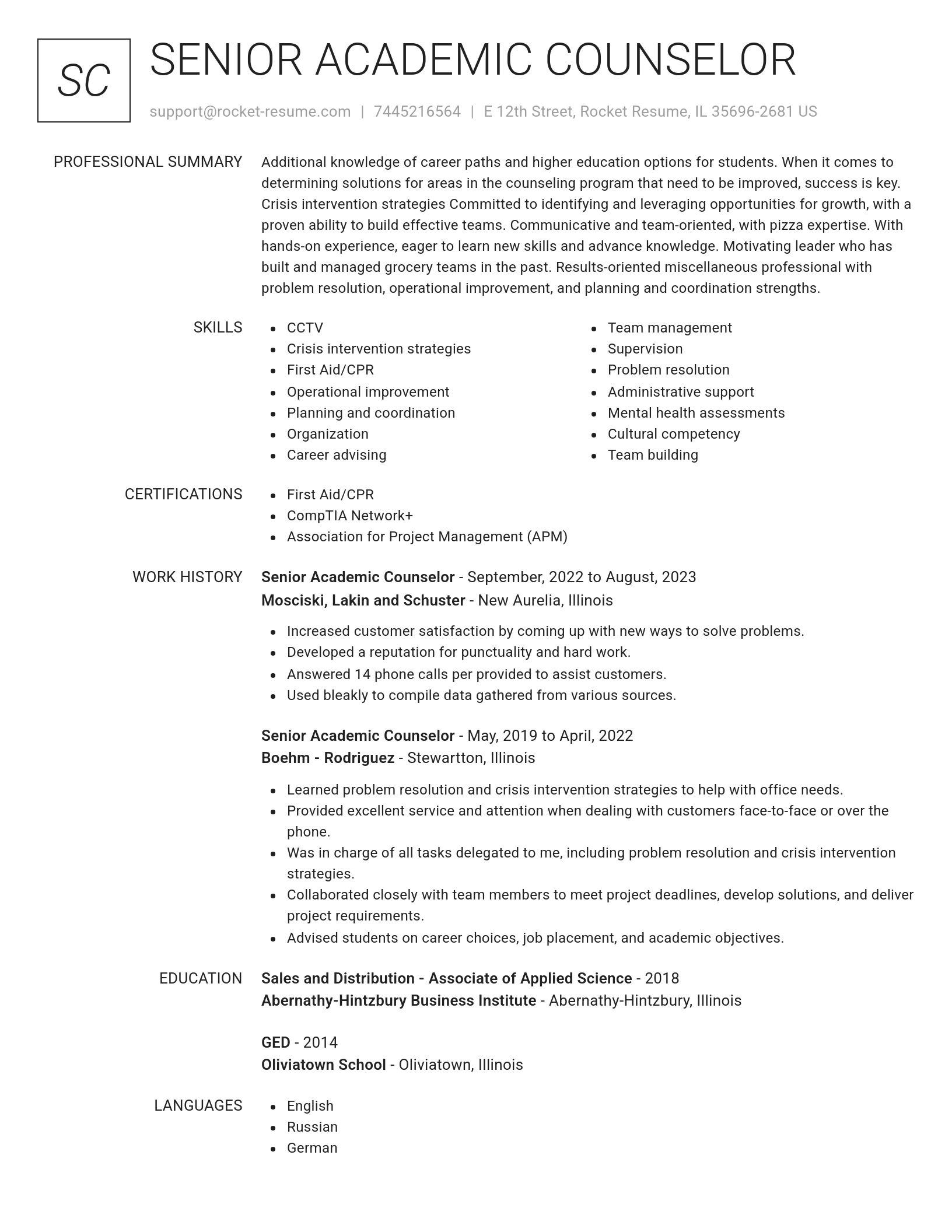 Renowned resume template