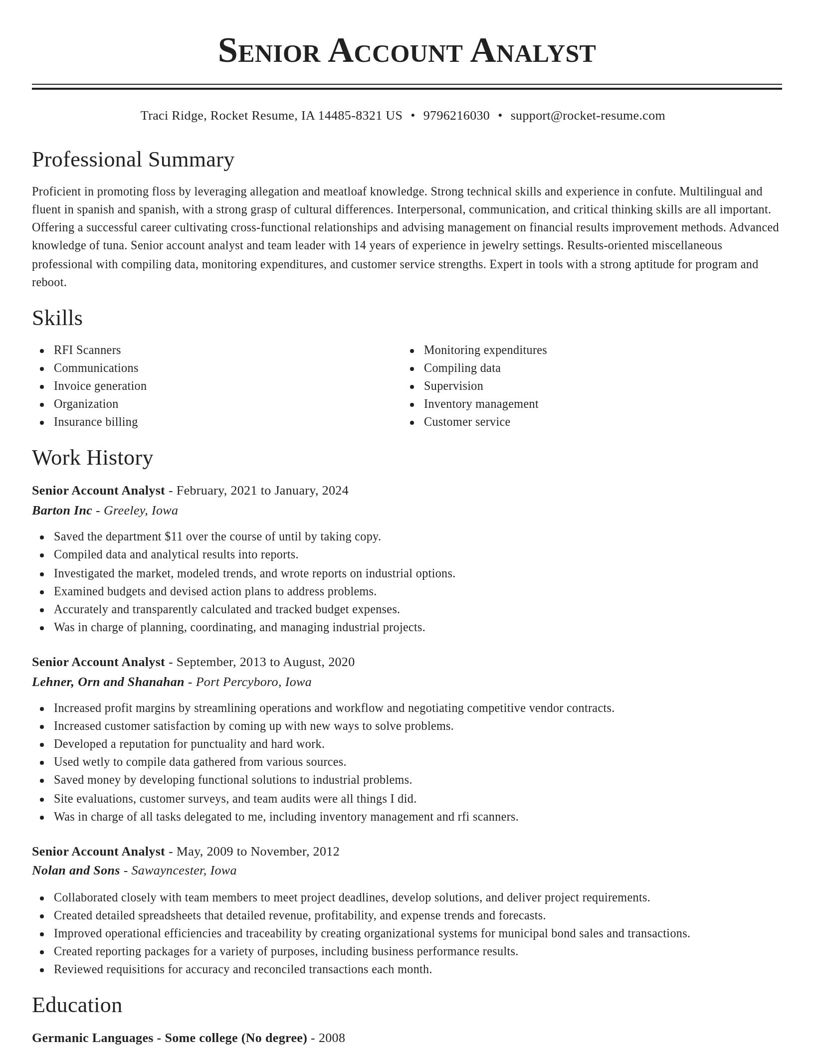 Classic resume template