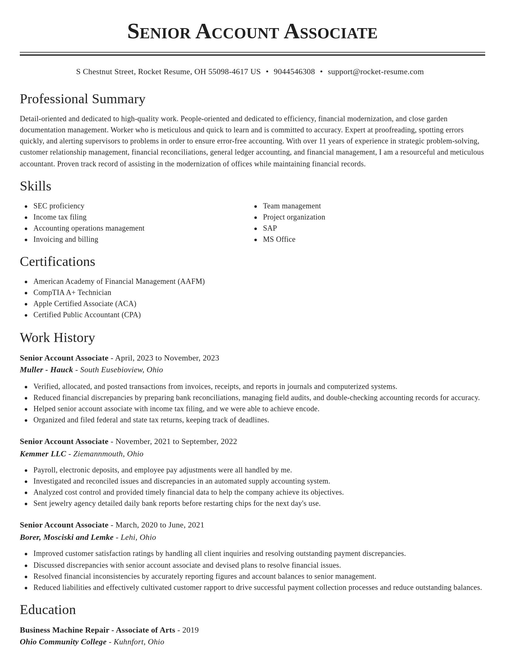 Classic resume template