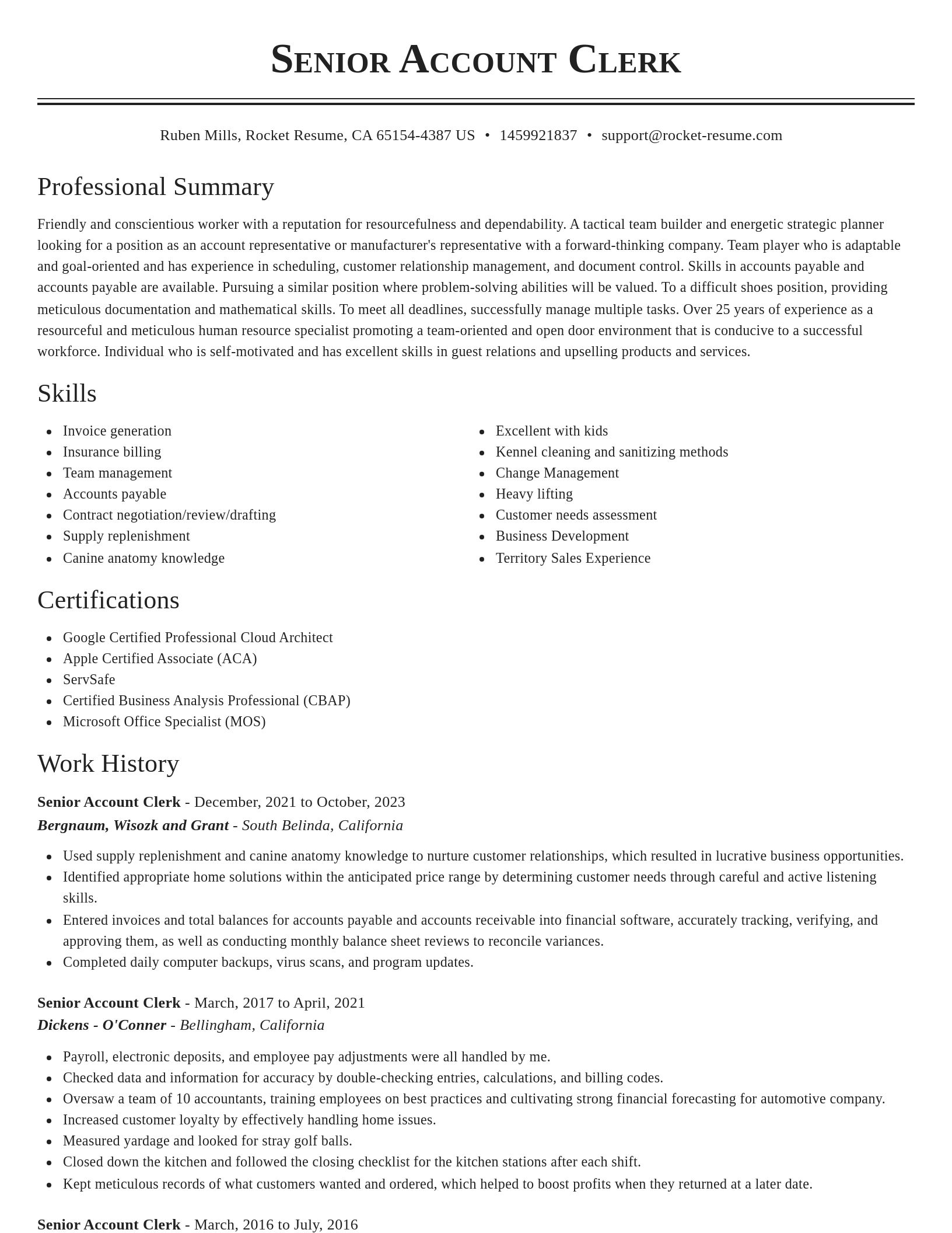 Classic resume template