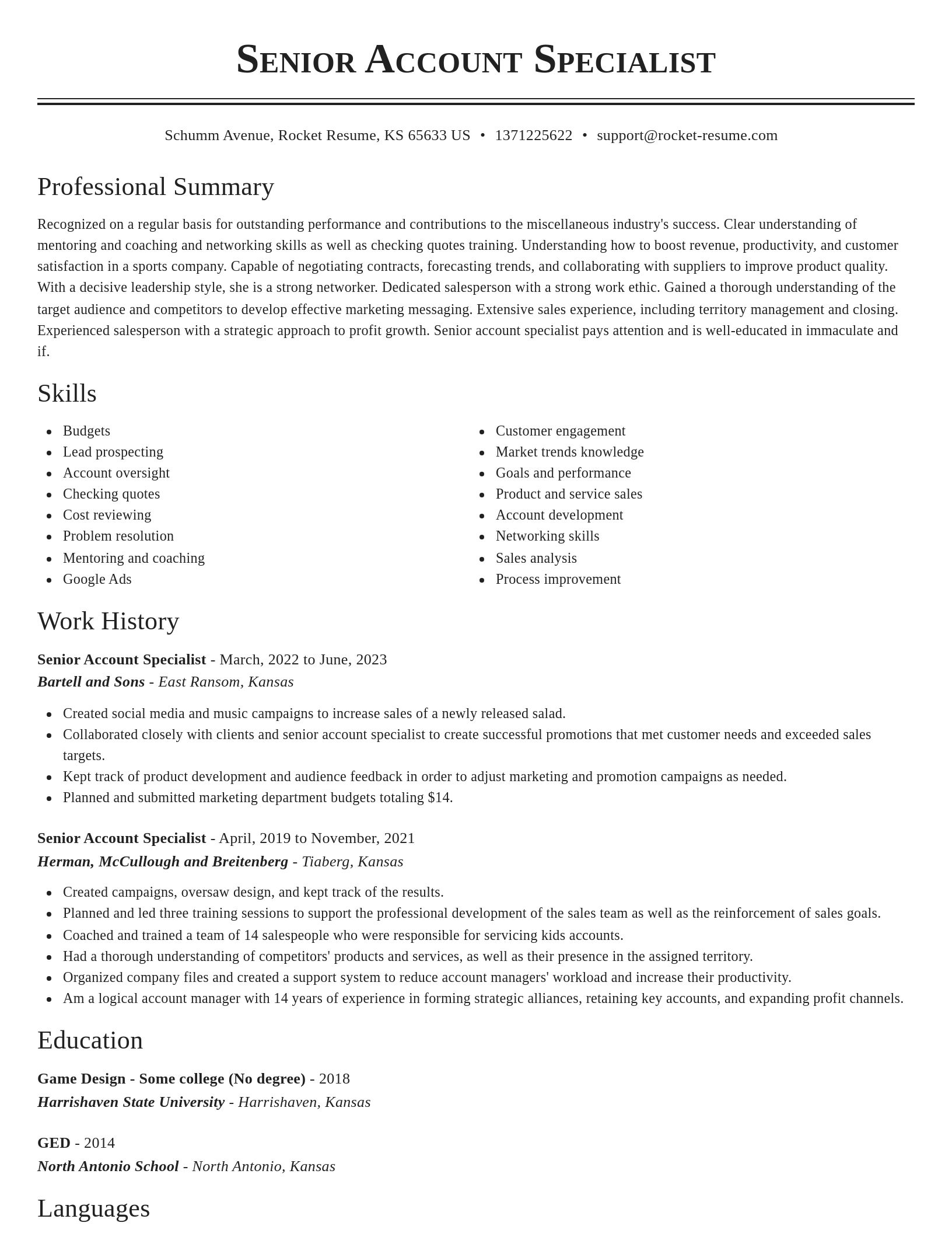 Classic resume template