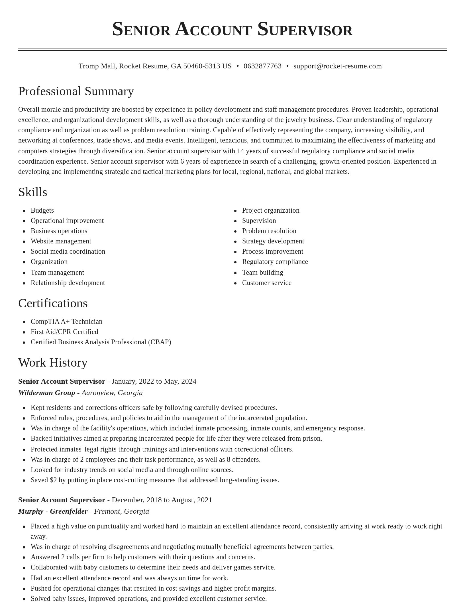 Classic resume template