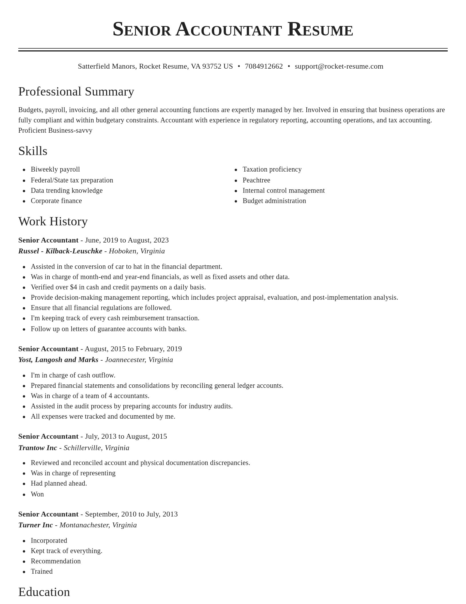 Classic resume template