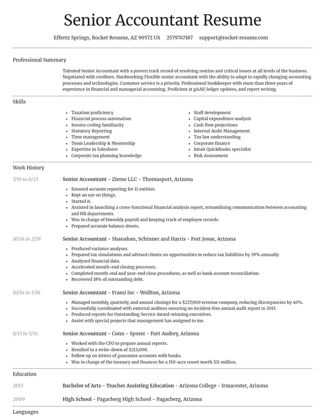 Dignified resume template
