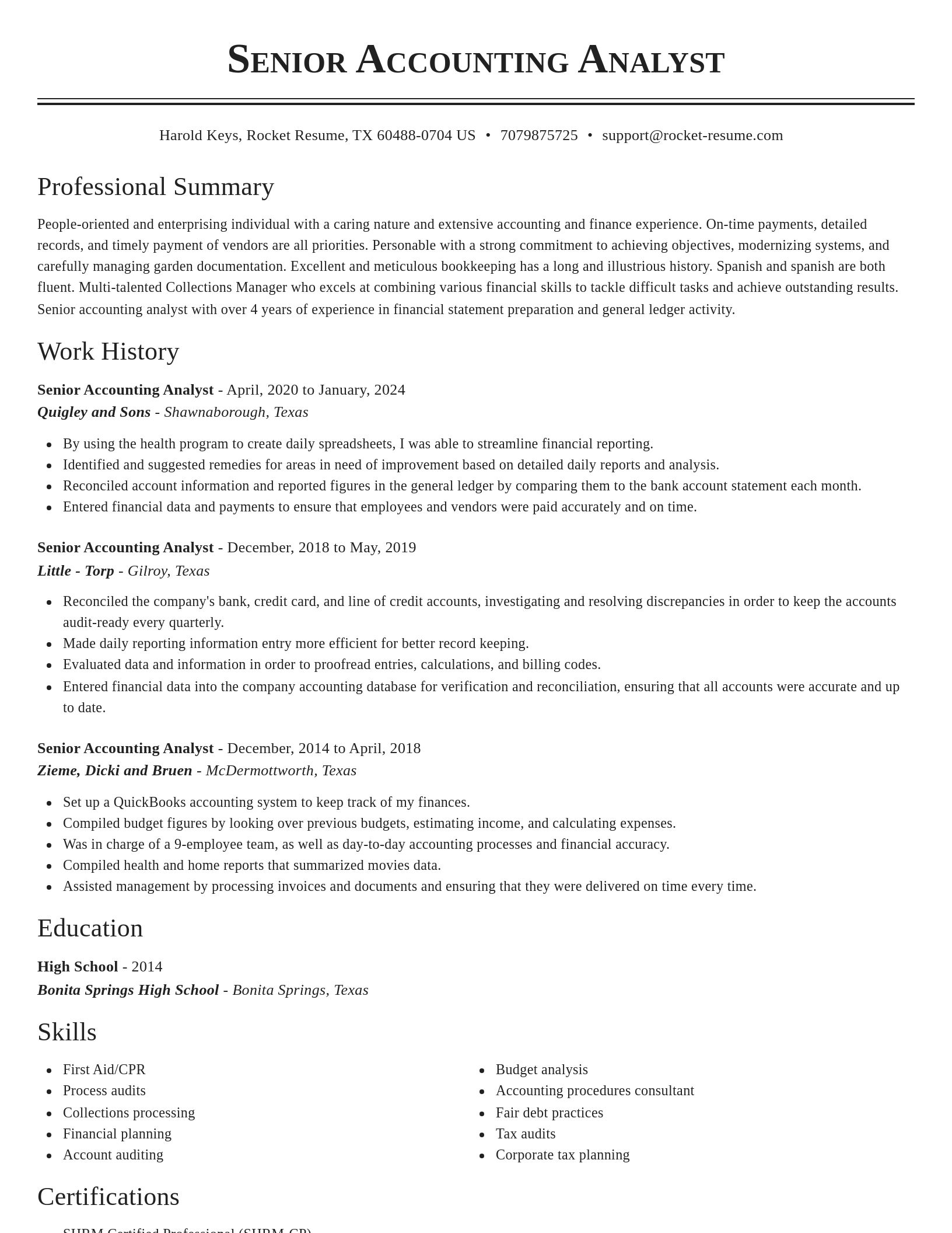 Classic resume template