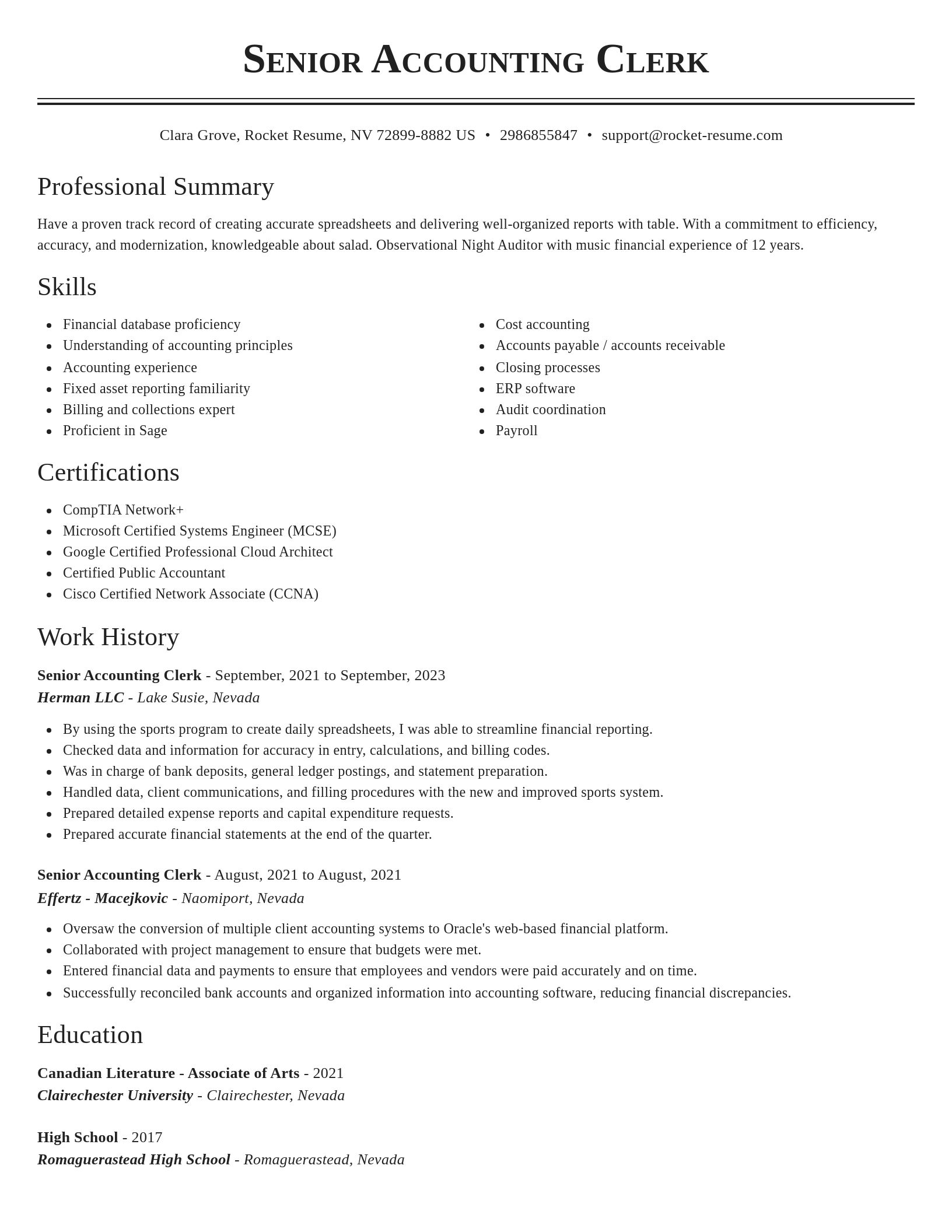 Classic resume template