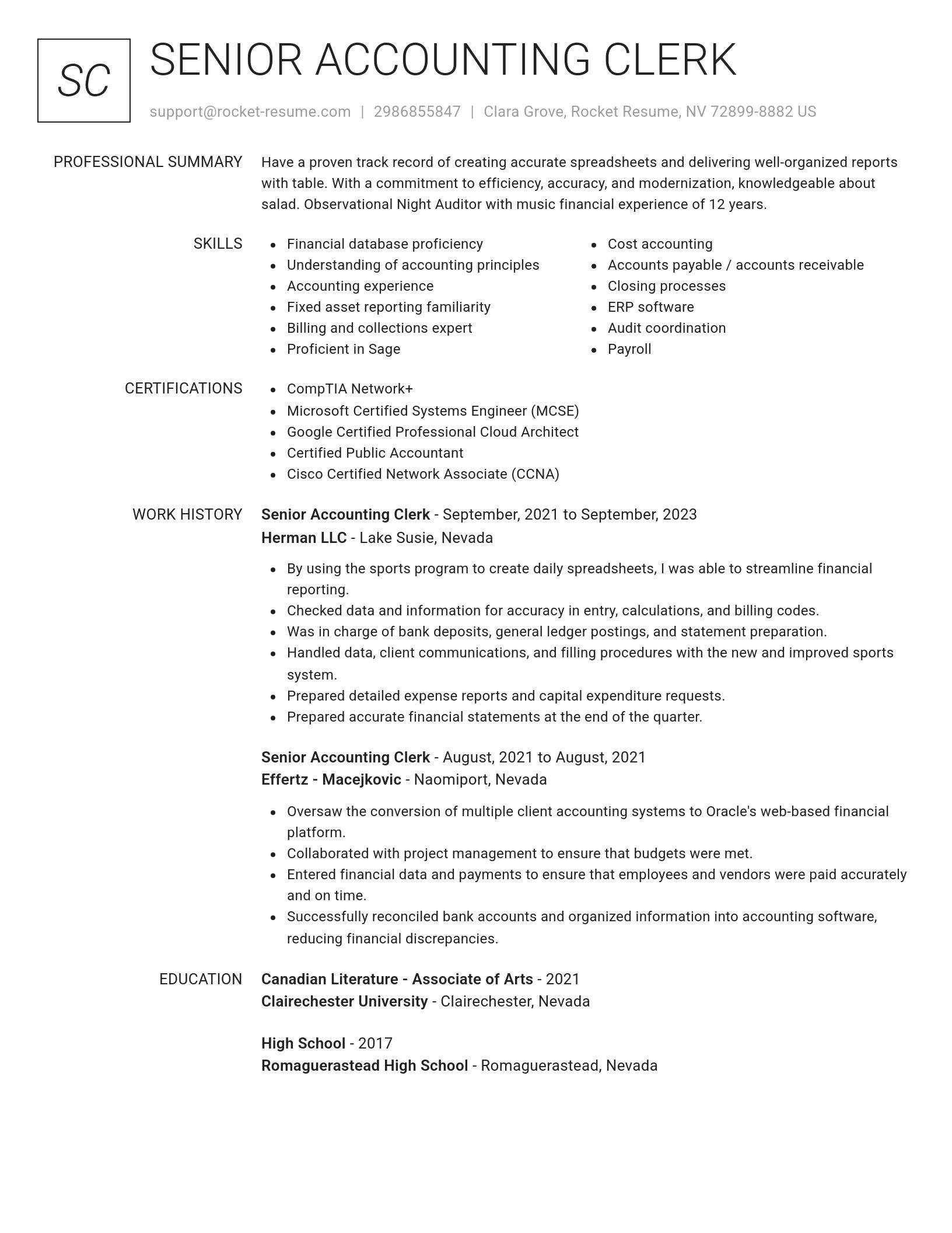 Renowned resume template