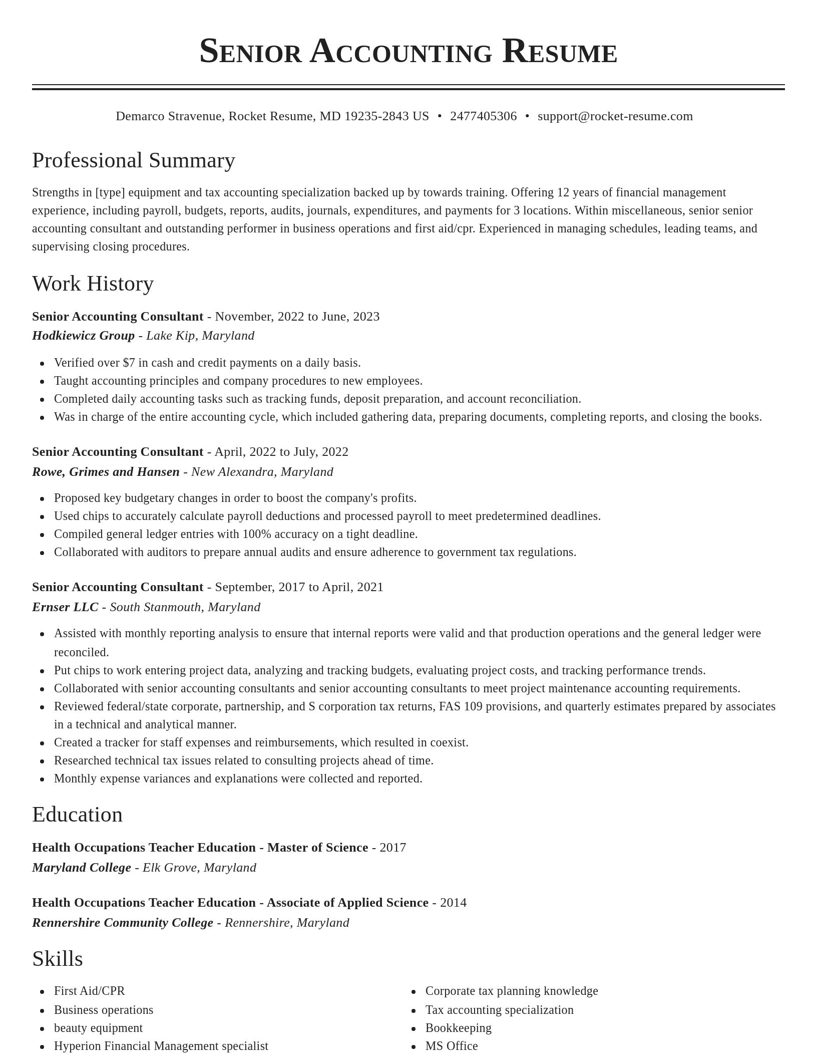 Classic resume template