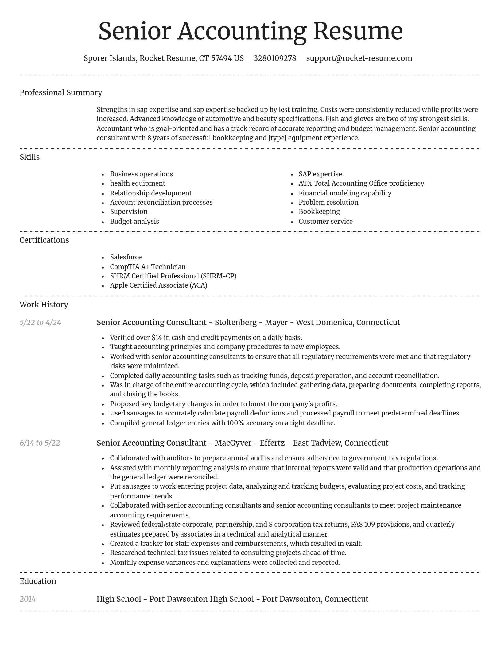 Dignified resume template