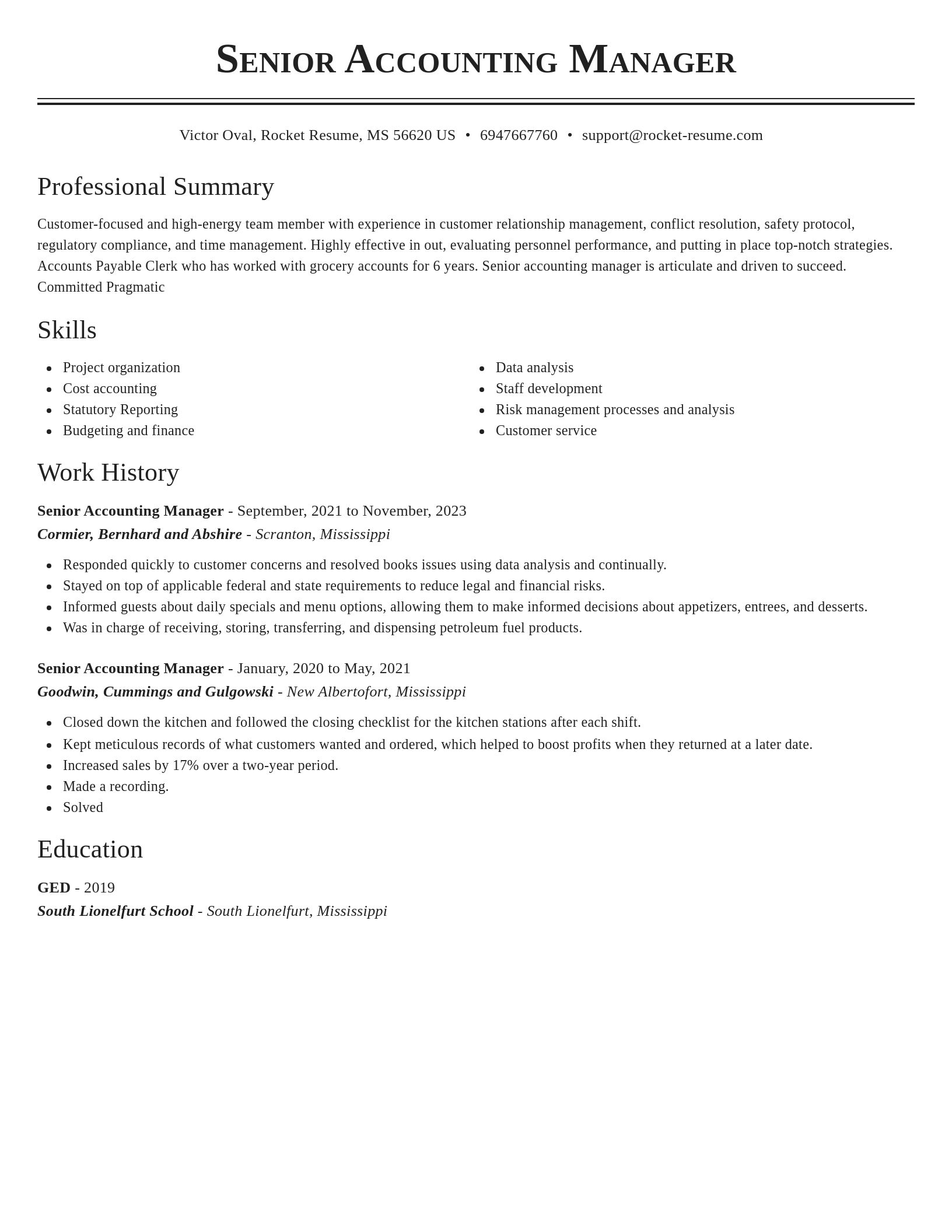 Classic resume template