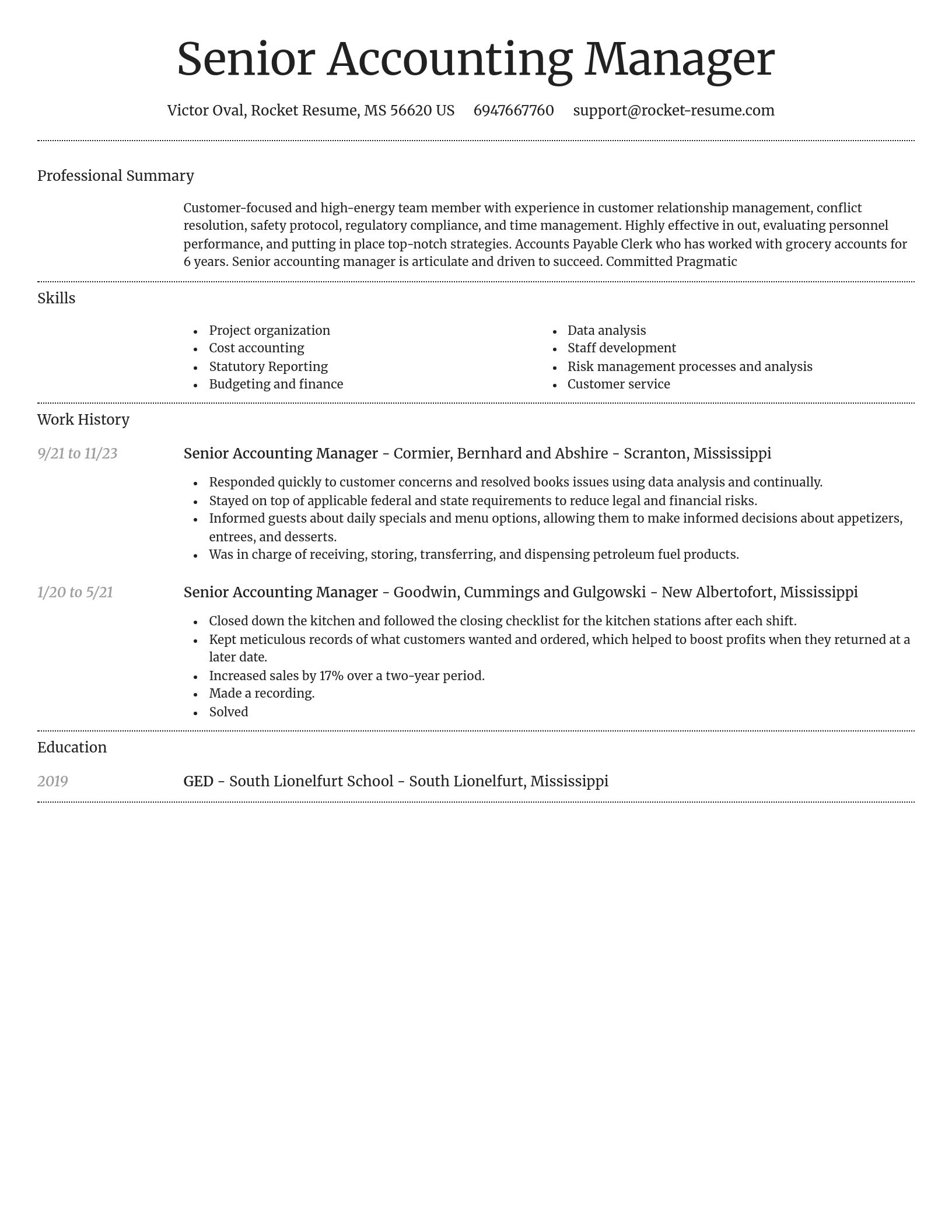 Dignified resume template