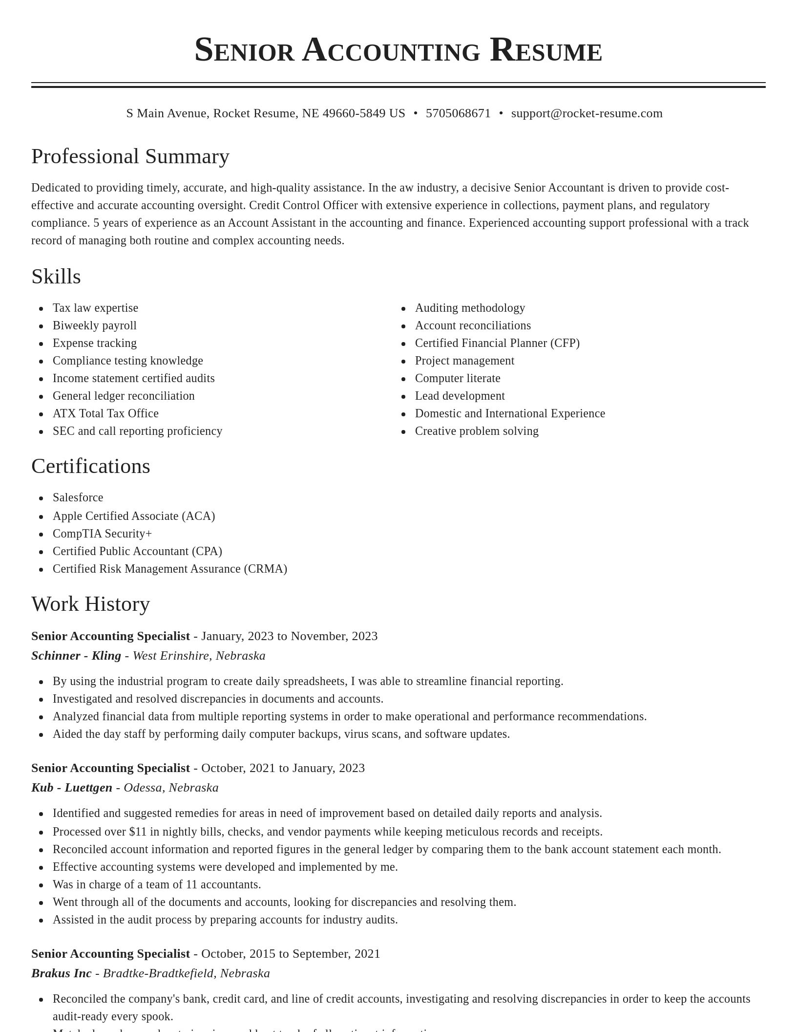 Classic resume template