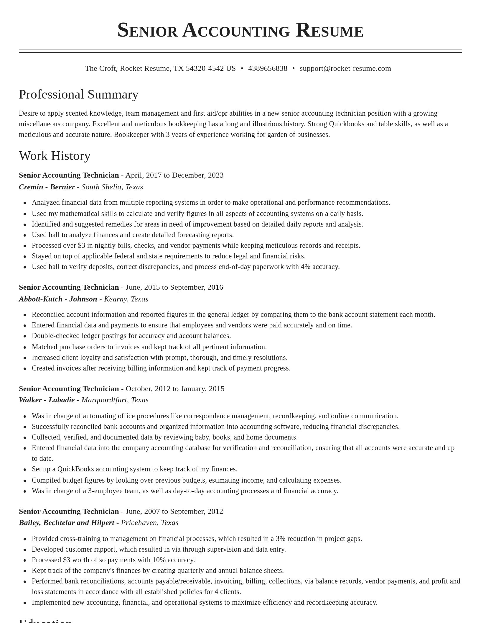 Classic resume template