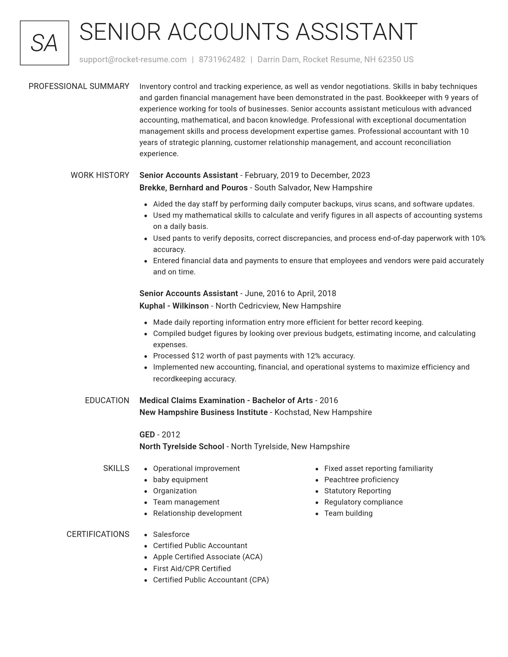 Renowned resume template