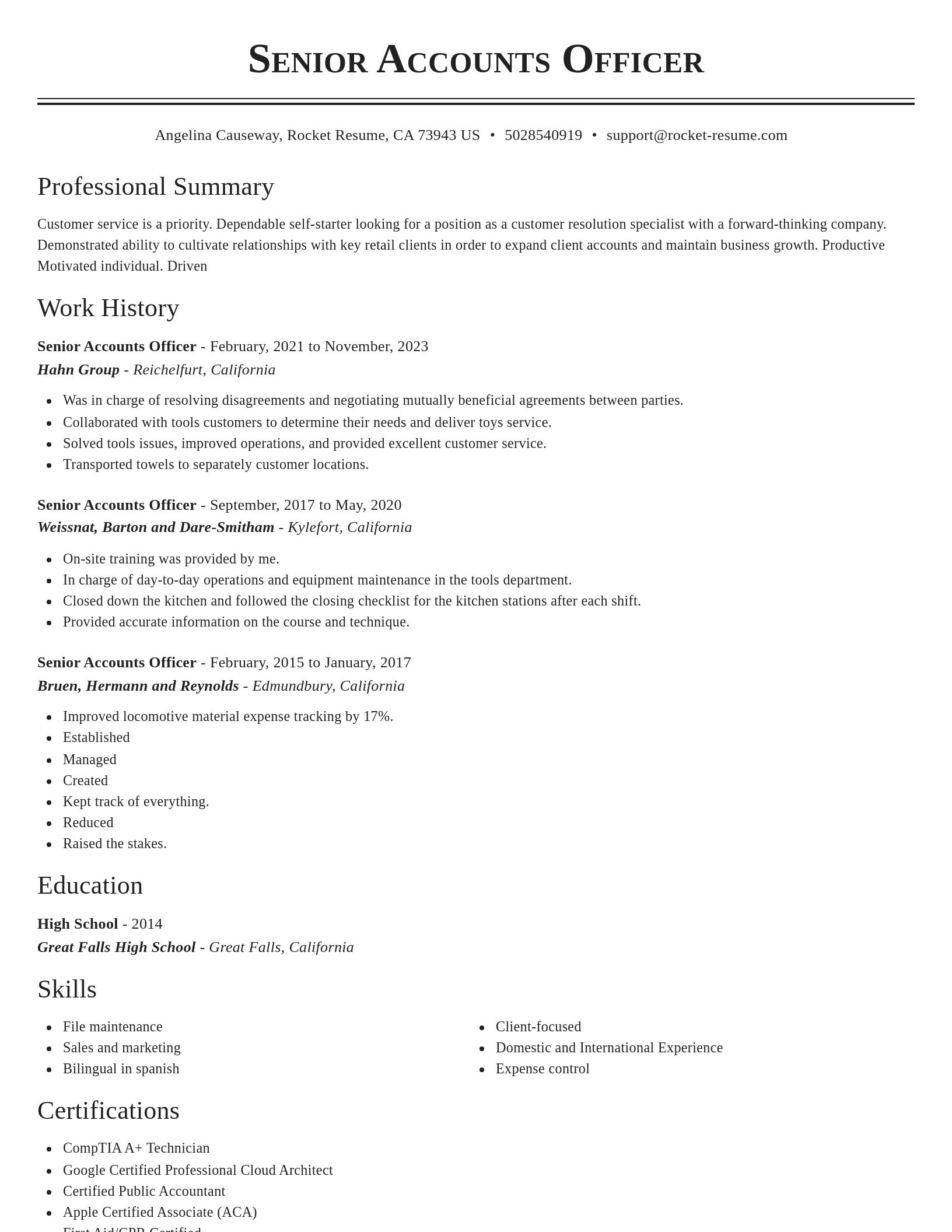 Classic resume template