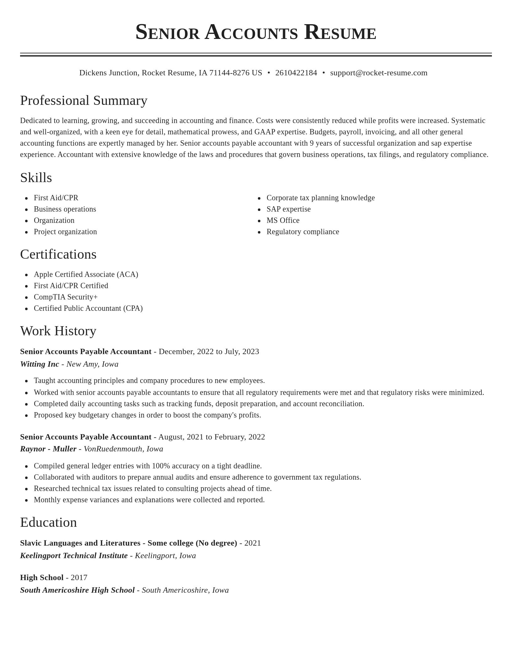 Classic resume template