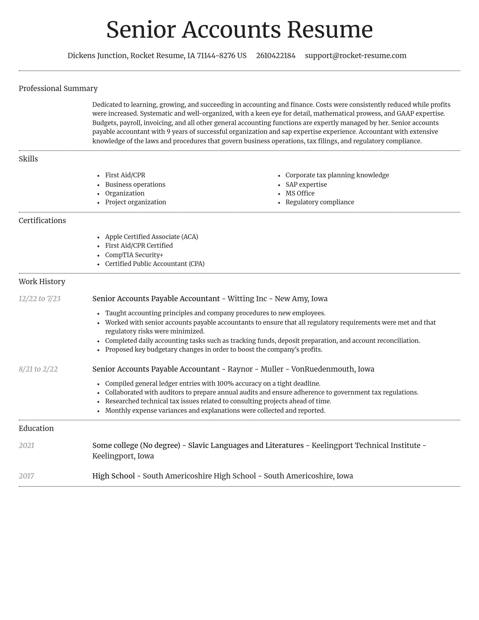 Dignified resume template