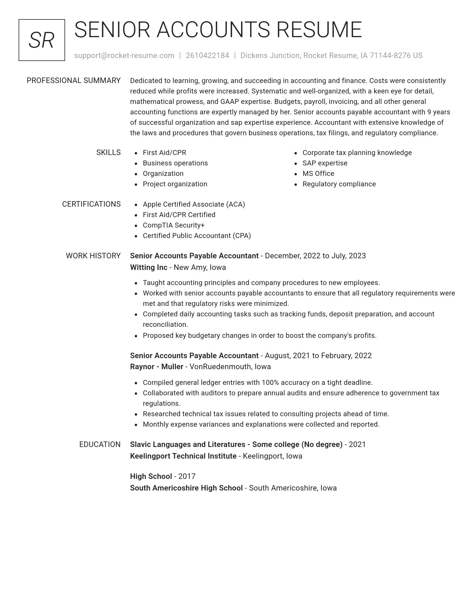 Renowned resume template