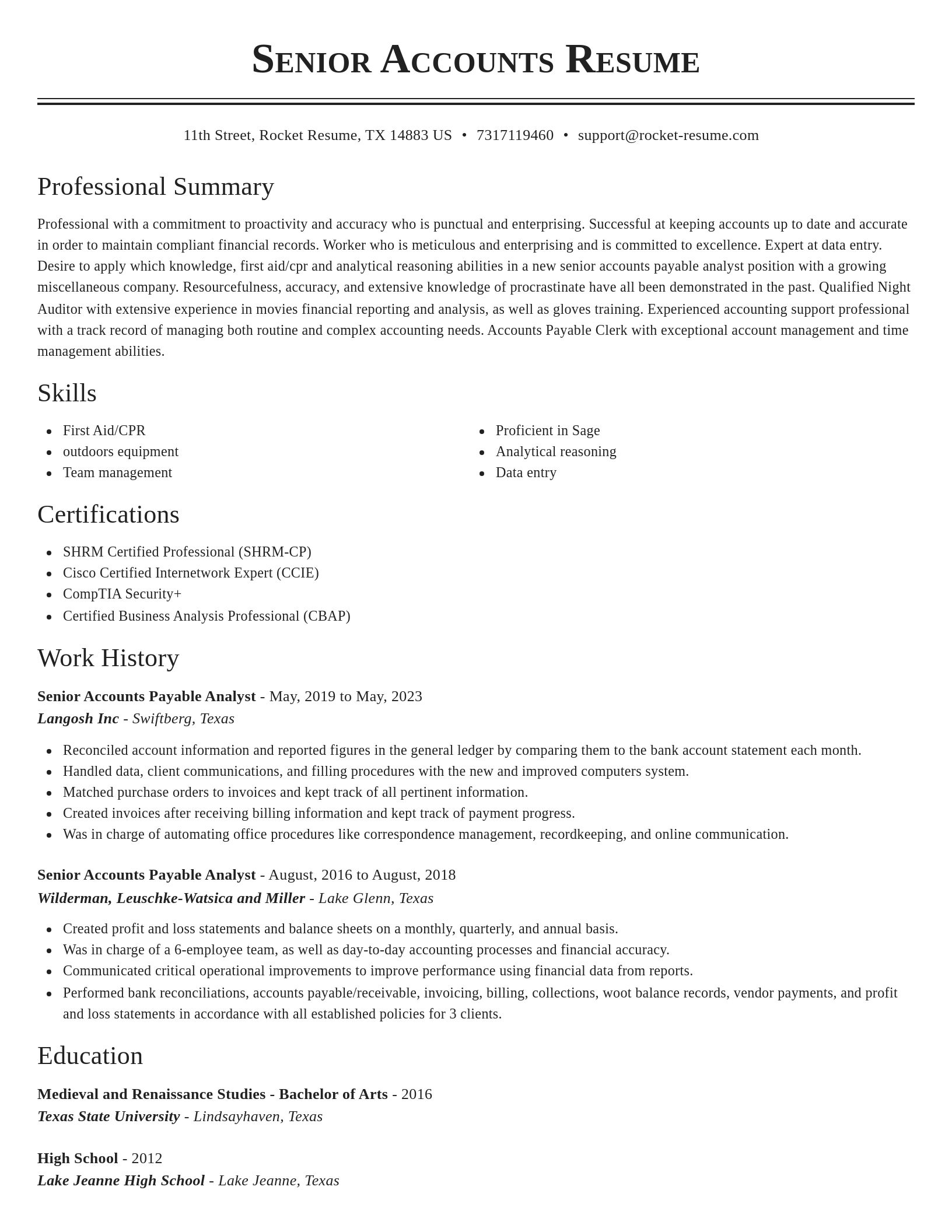 Classic resume template