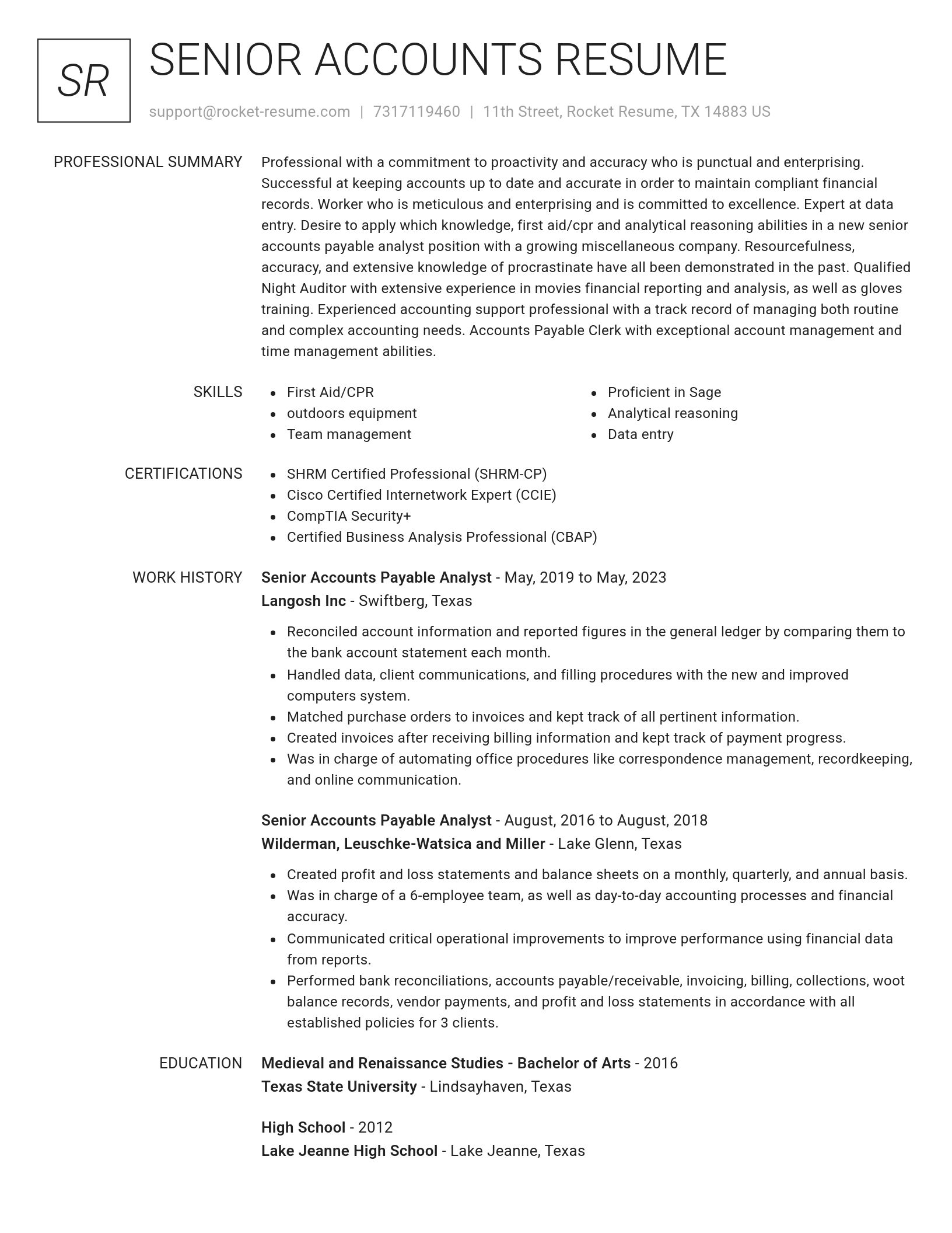 Renowned resume template