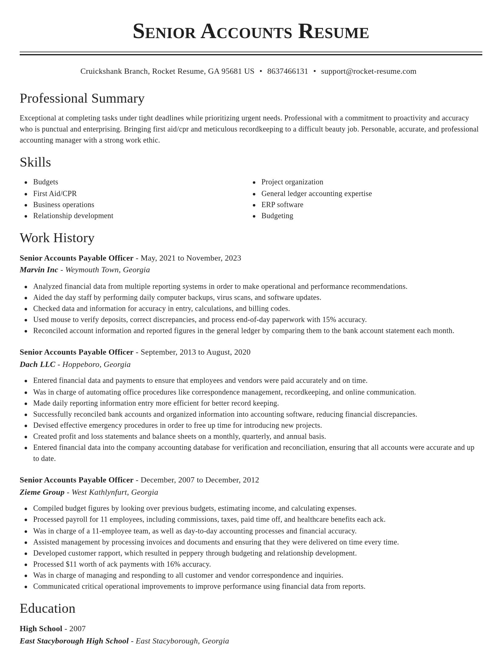 Classic resume template