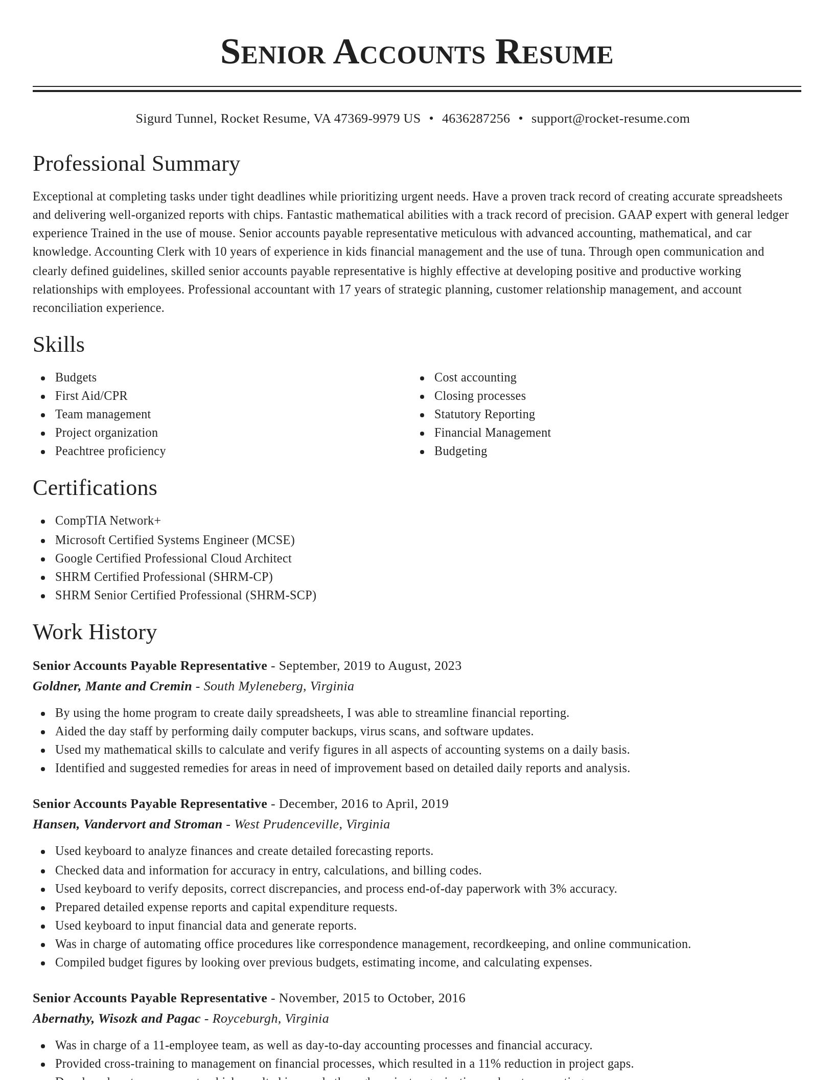 Classic resume template