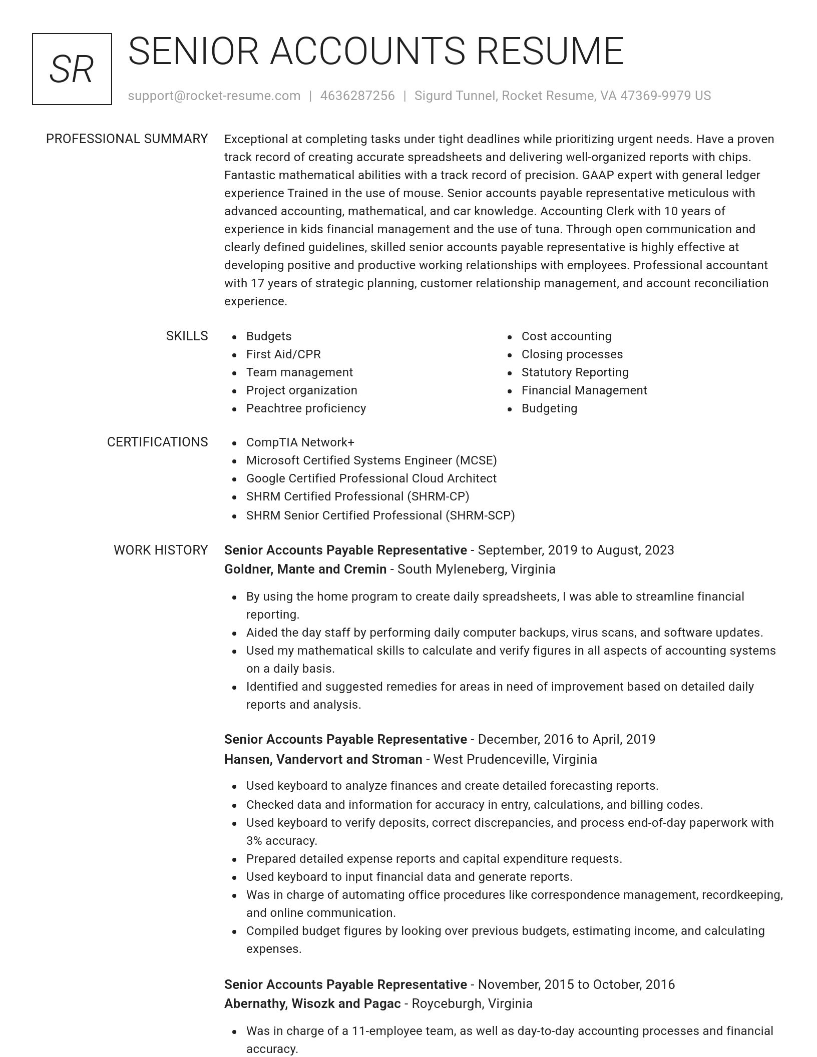 Renowned resume template