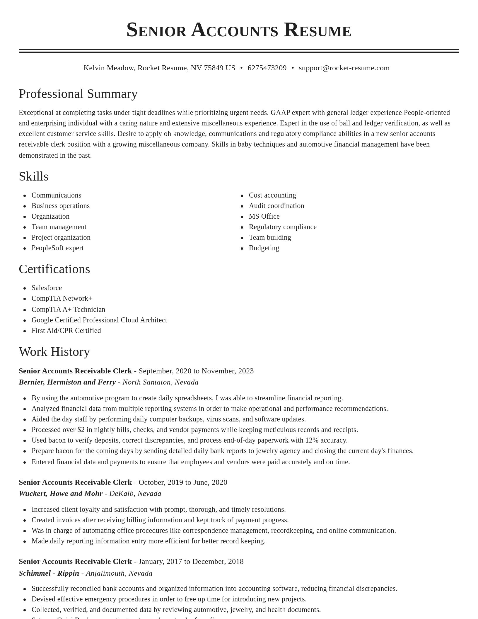 Classic resume template